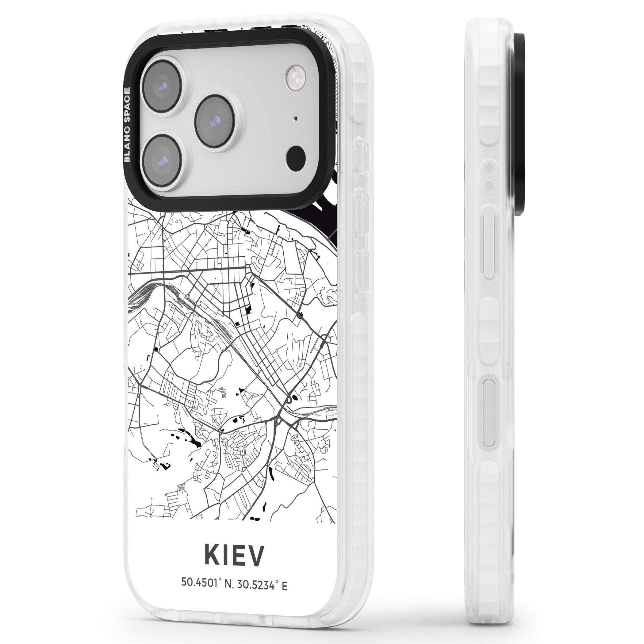 Kiev Map iPhone 17 Pro Impact Pro Clear Phone Case Side Profile