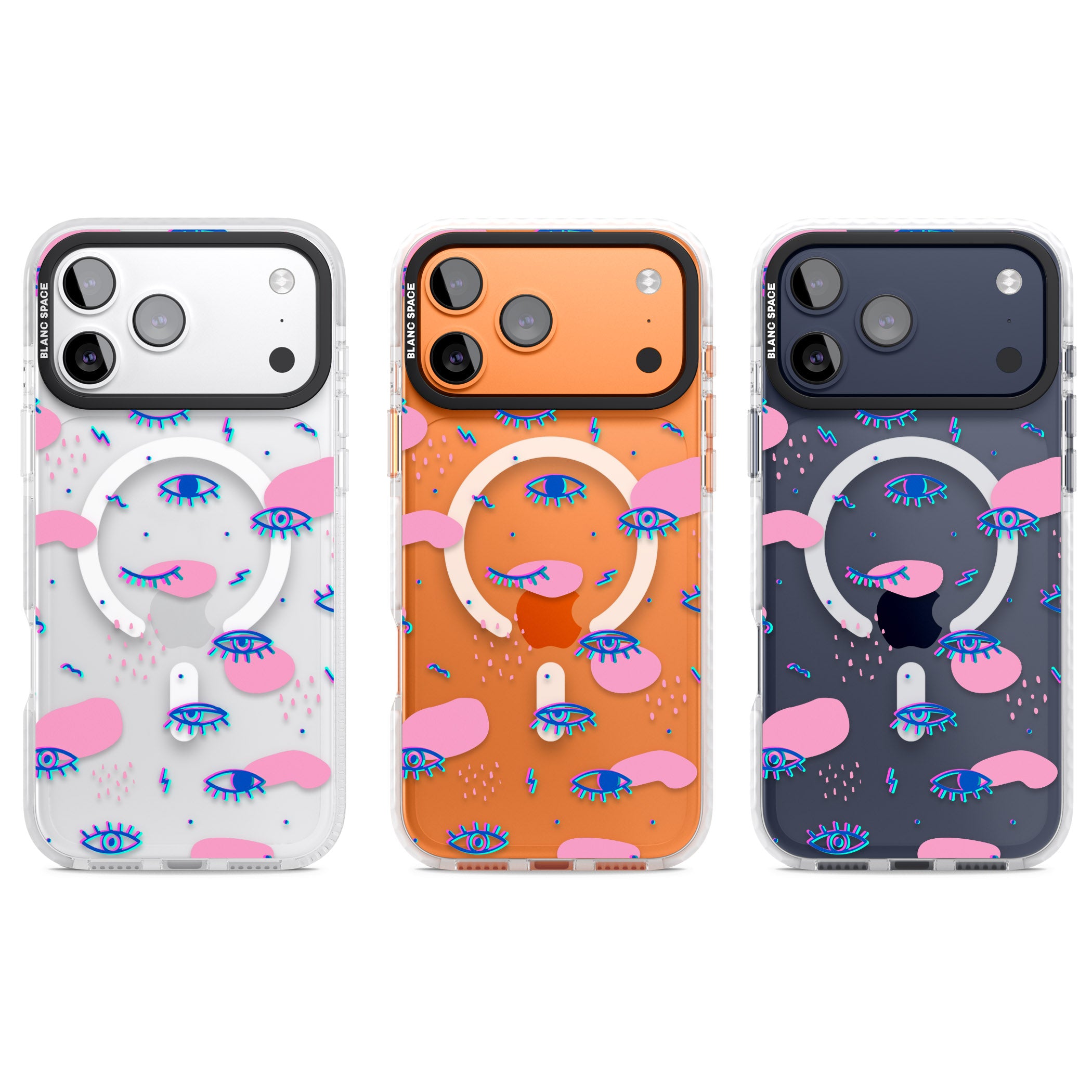 Pink Eye Pattern iPhone 17 Pro Impact Pro Clear Phone Case APT Impact Protection