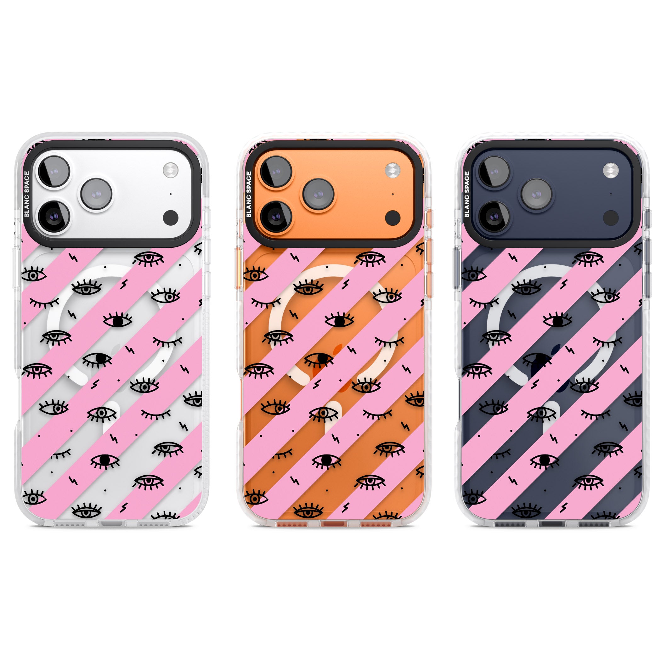 Pink Stripe Eyes iPhone 17 Pro Impact Pro Clear Phone Case APT Impact Protection