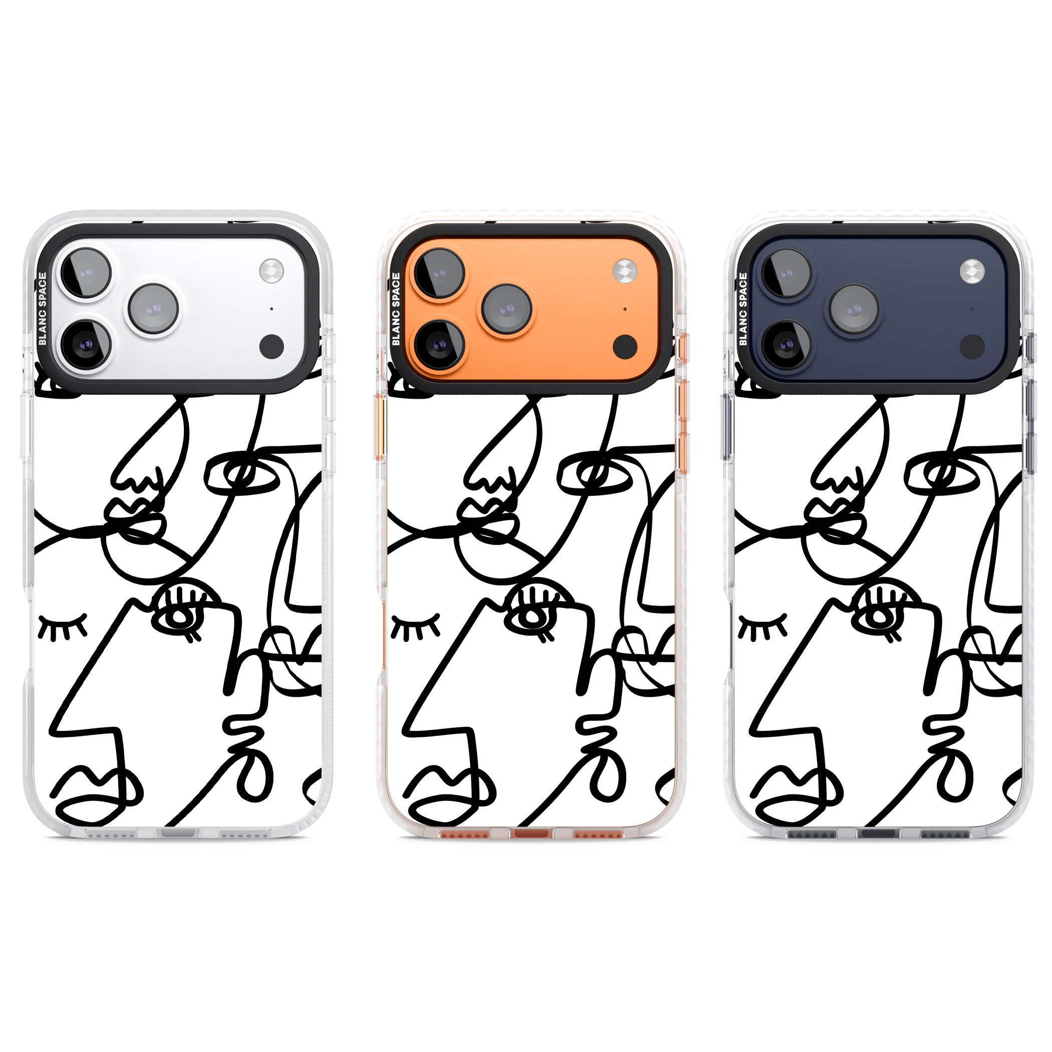 Abstract Line Art Black White iPhone 17 Pro Impact Pro Clear Phone Case APT Impact Protection