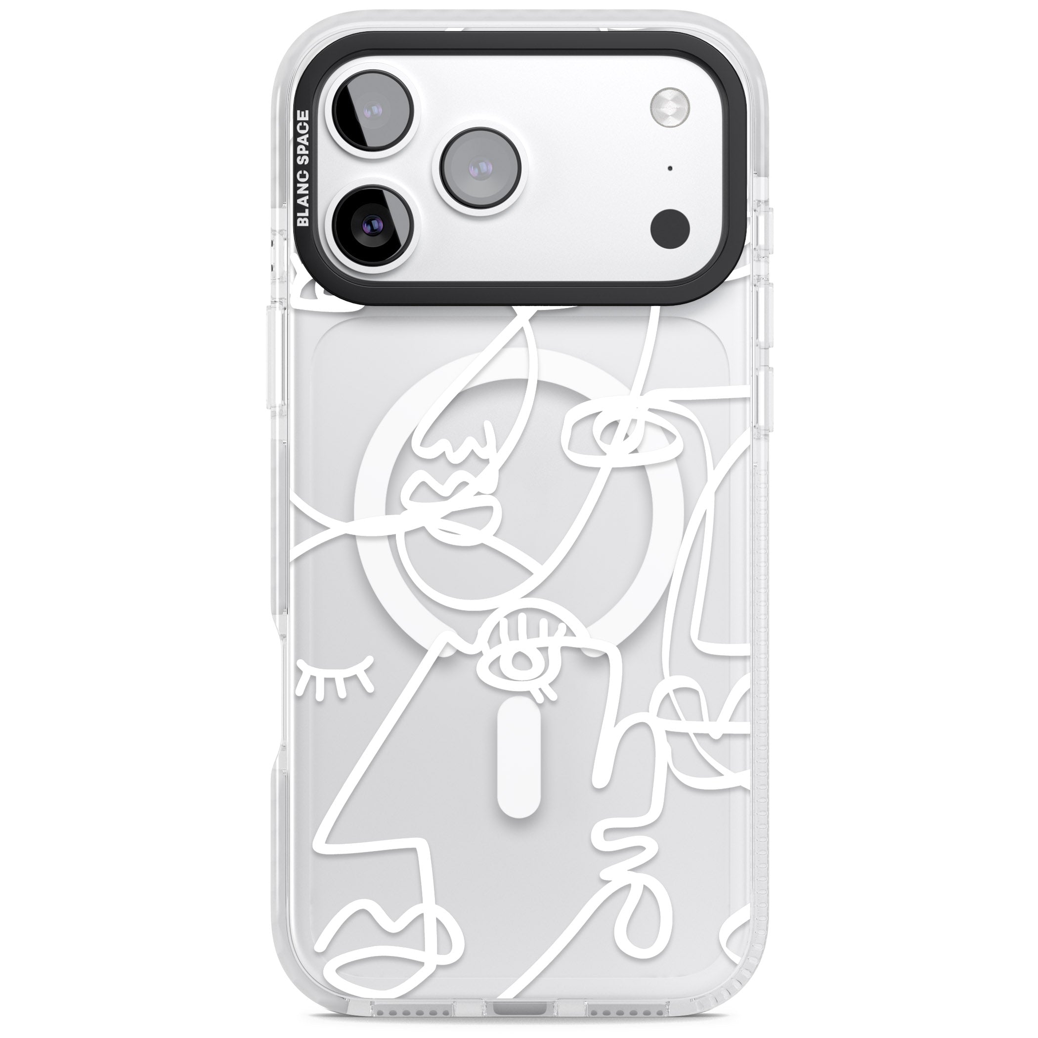 Abstract Line Art White Clear iPhone 17 Pro Impact Pro Clear Phone Case