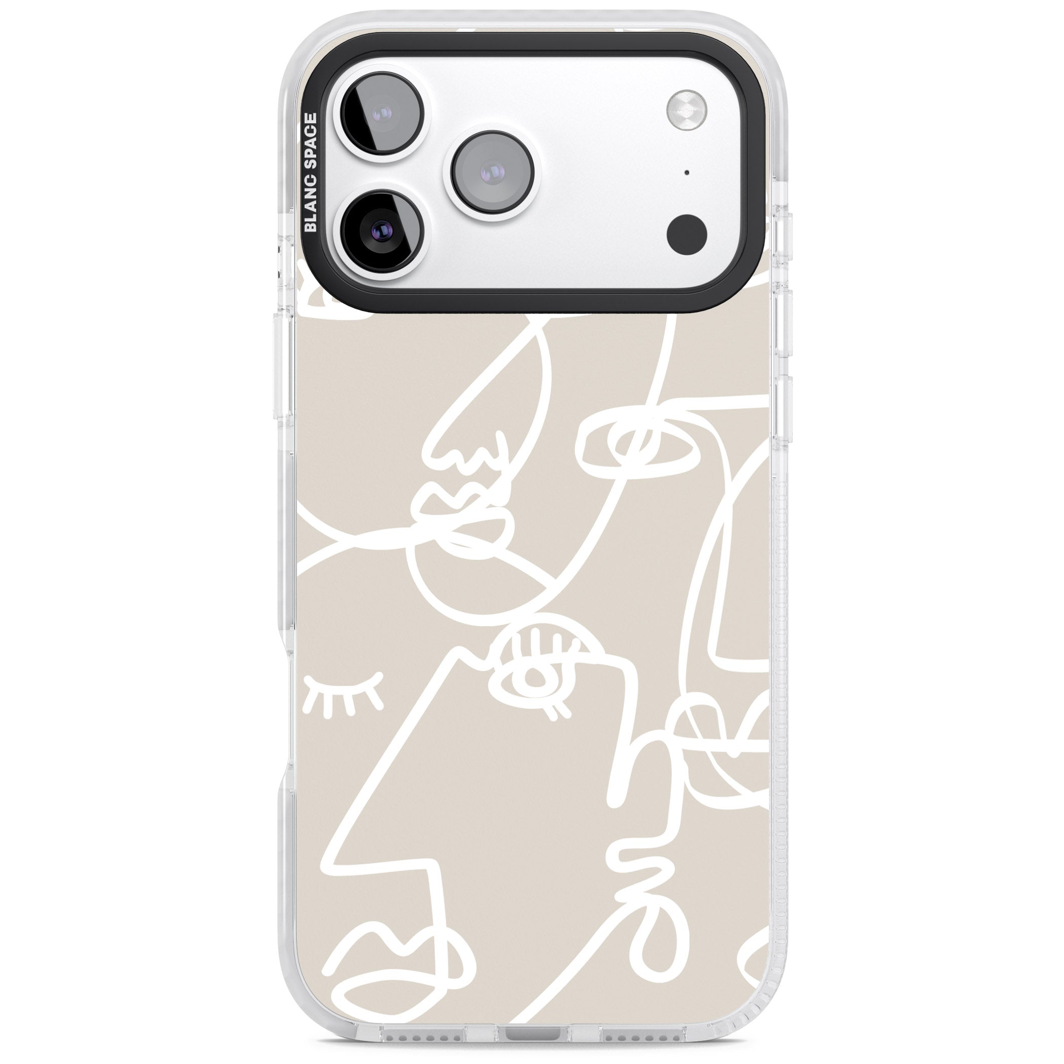 Abstract Line Art White Beige iPhone 17 Pro Impact Pro Clear Phone Case