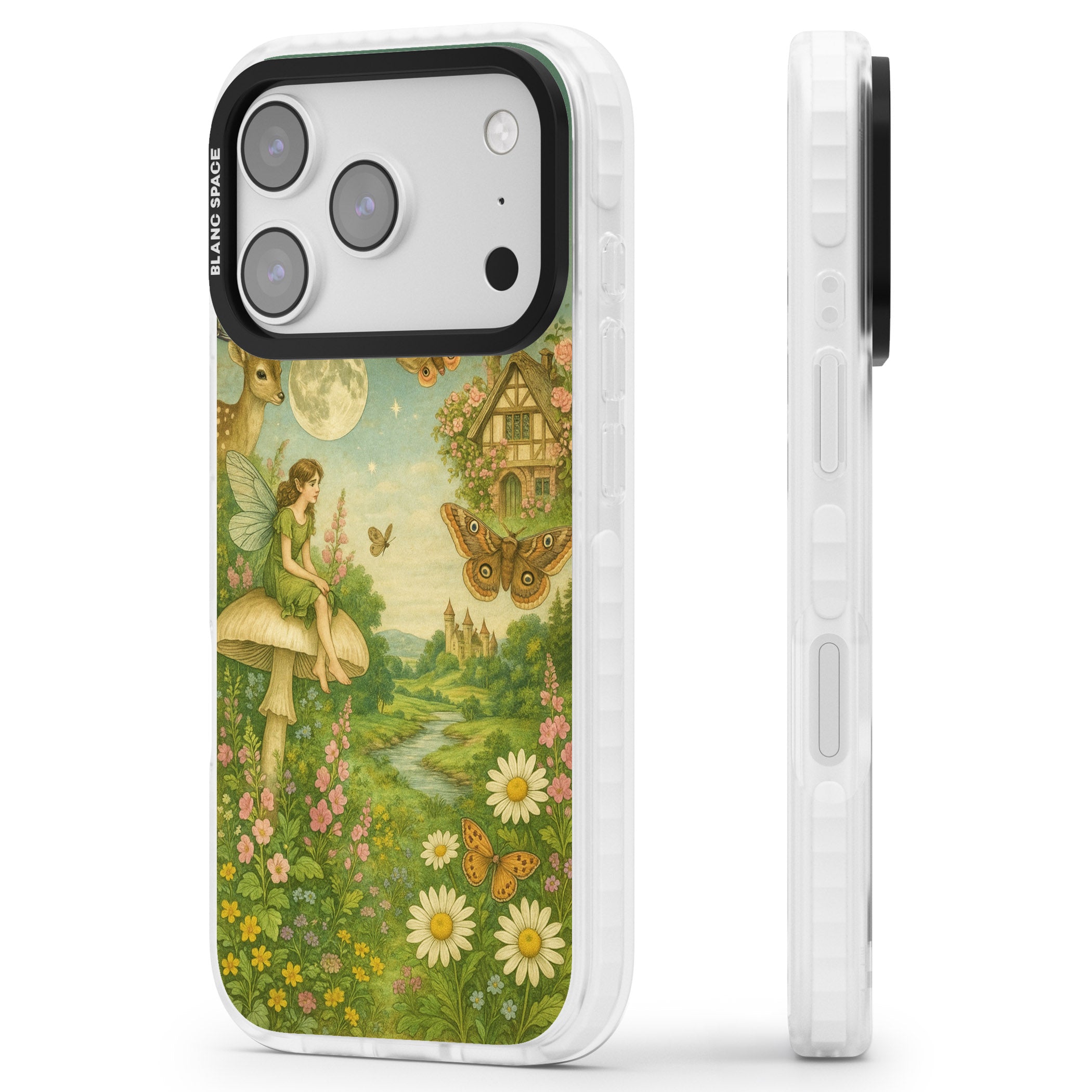 Cottage Fairy iPhone 17 Pro Impact Pro Clear Phone Case Side Profile