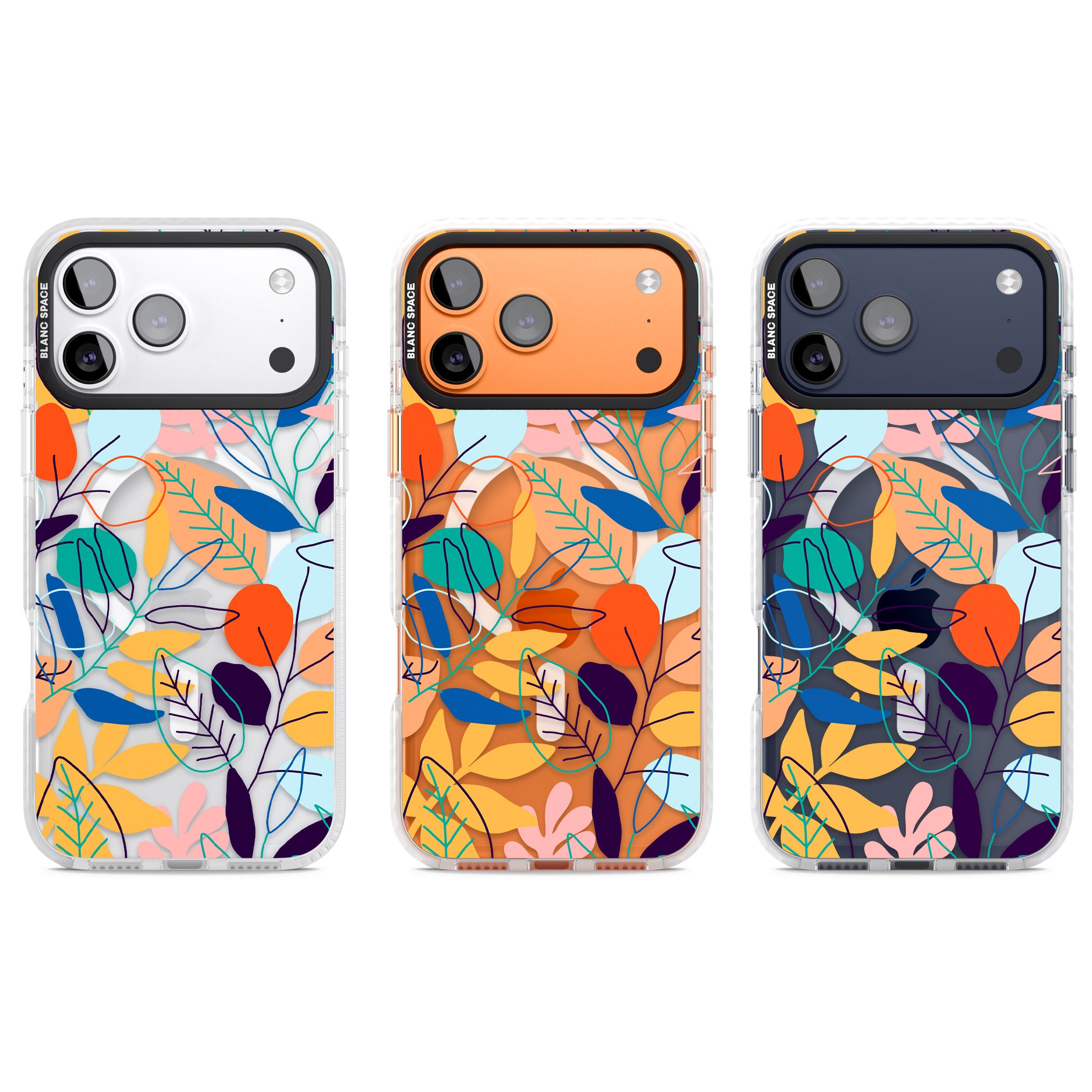 Abstract Line Drawn Leaves iPhone 17 Pro Impact Pro Clear Phone Case APT Impact Protection