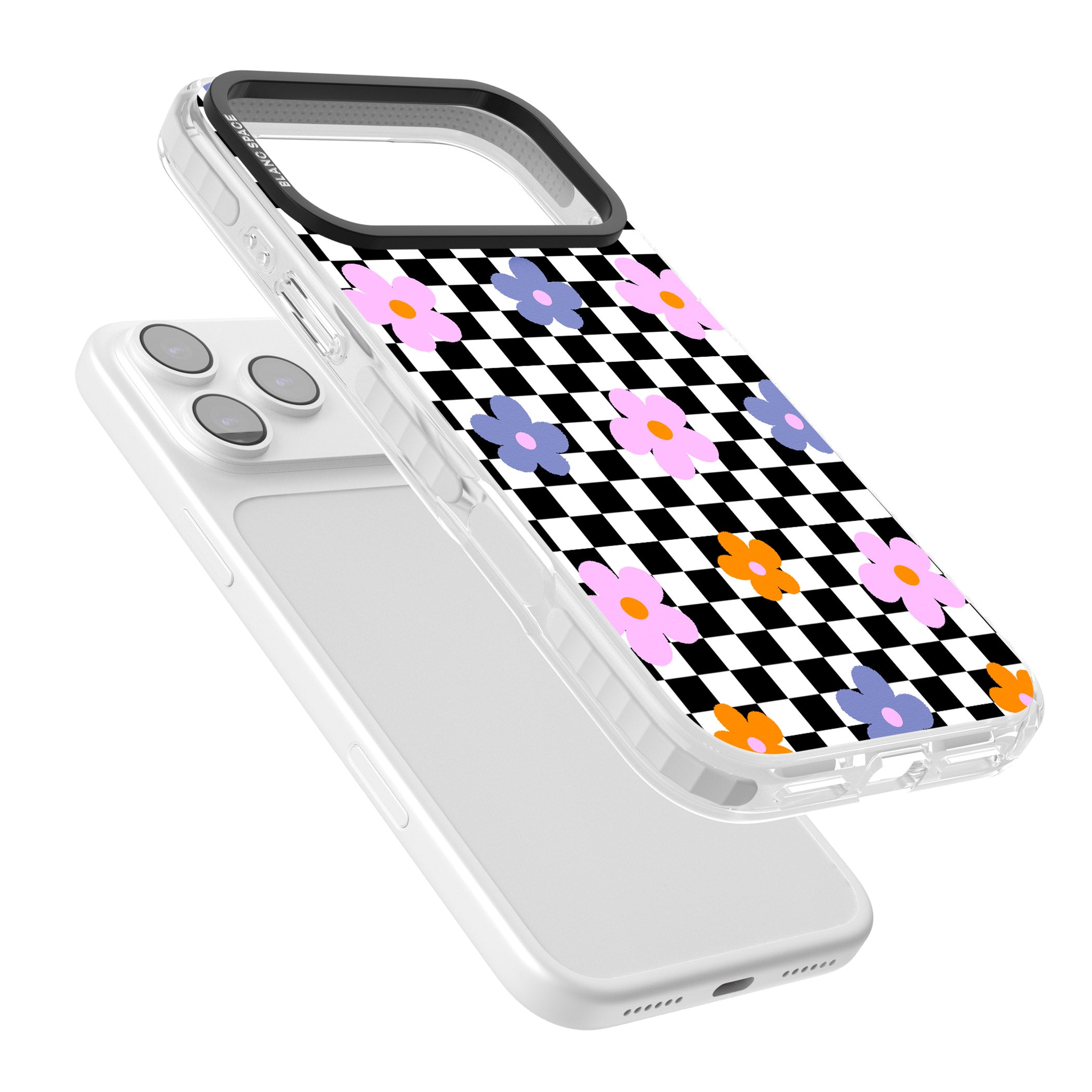 Checkered Blossom iPhone 17 Pro Impact Pro Clear Phone Case Colours