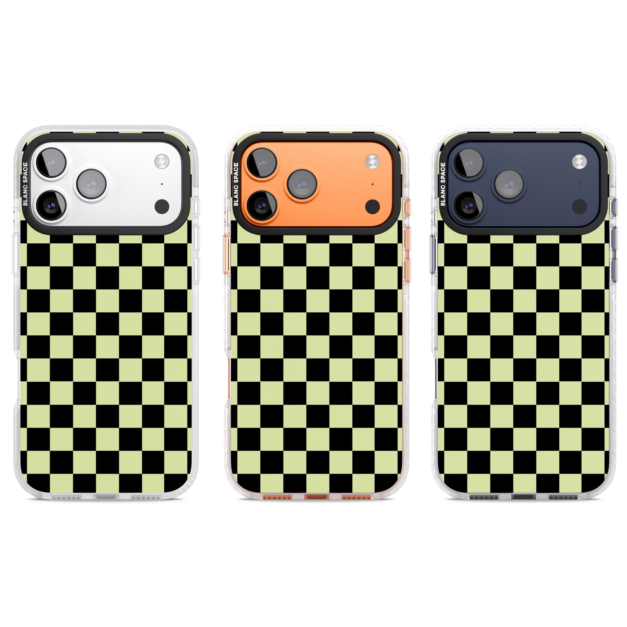 Black & Lime Check iPhone 17 Pro Impact Pro Clear Phone Case APT Impact Protection
