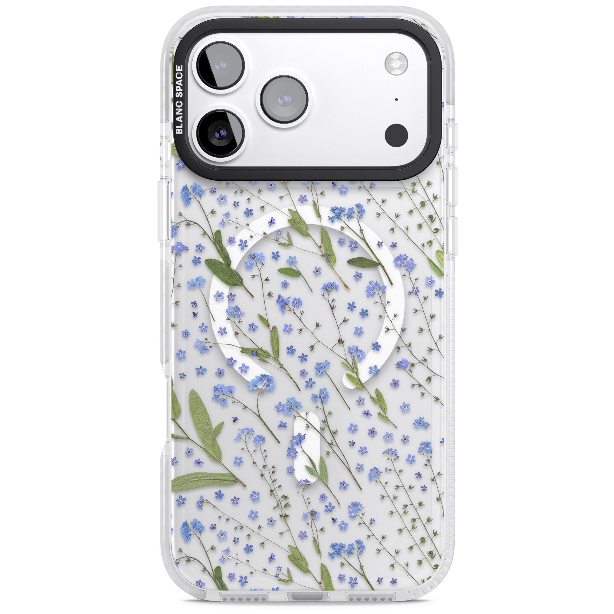 Blue Meadow Floral iPhone 17 Pro Impact Pro Clear Phone Case