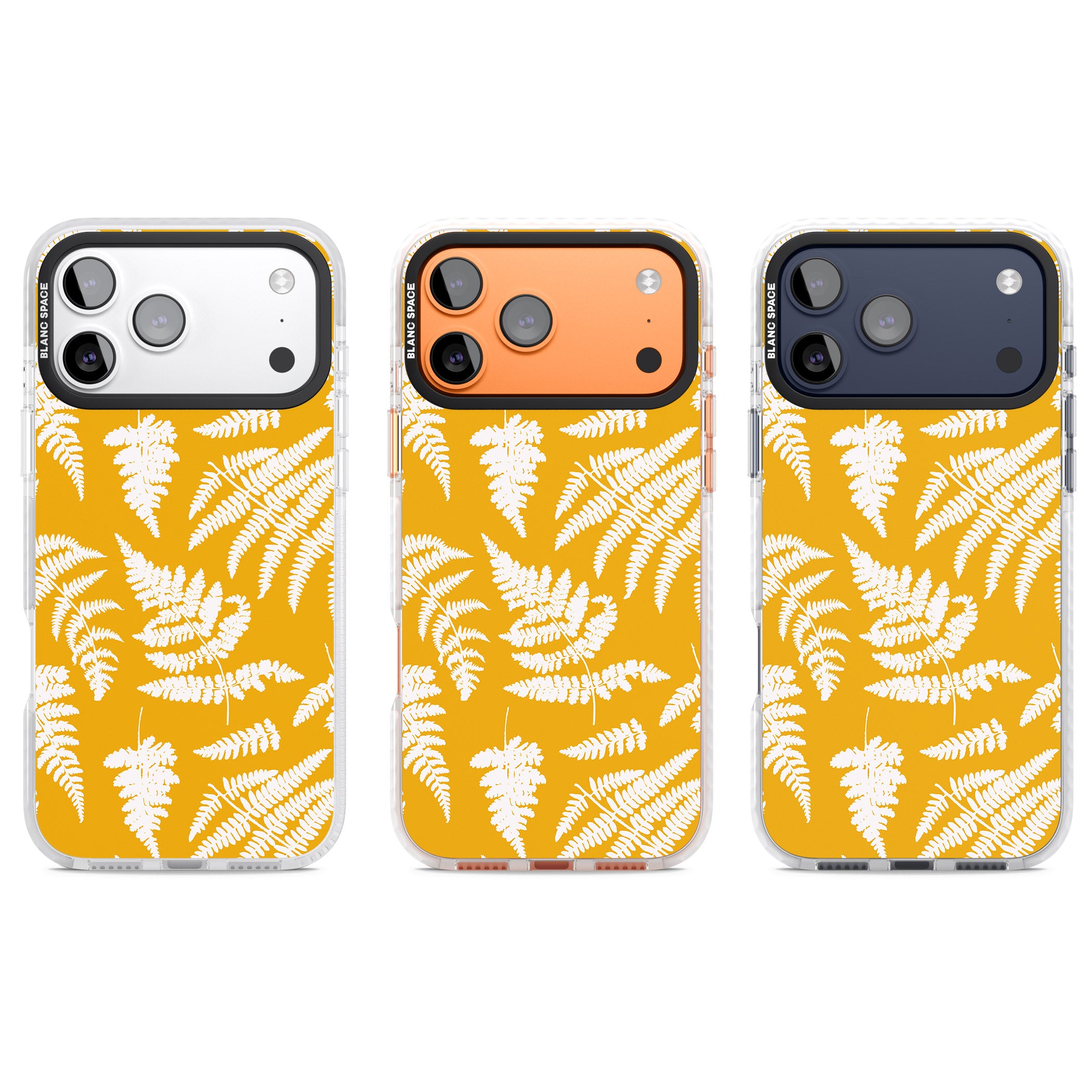 Fern Pattern On Yellow iPhone 17 Pro Impact Pro Clear Phone Case APT Impact Protection