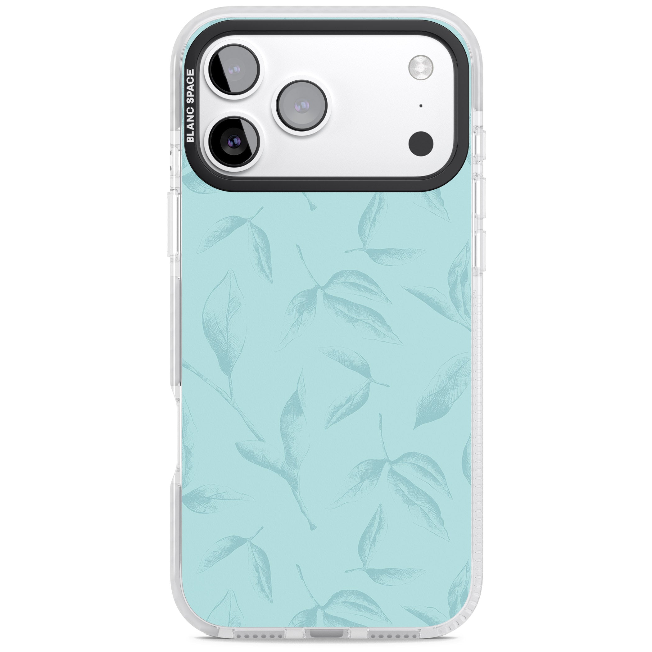 Blue Leaf Botanical iPhone 17 Pro Impact Pro Clear Phone Case