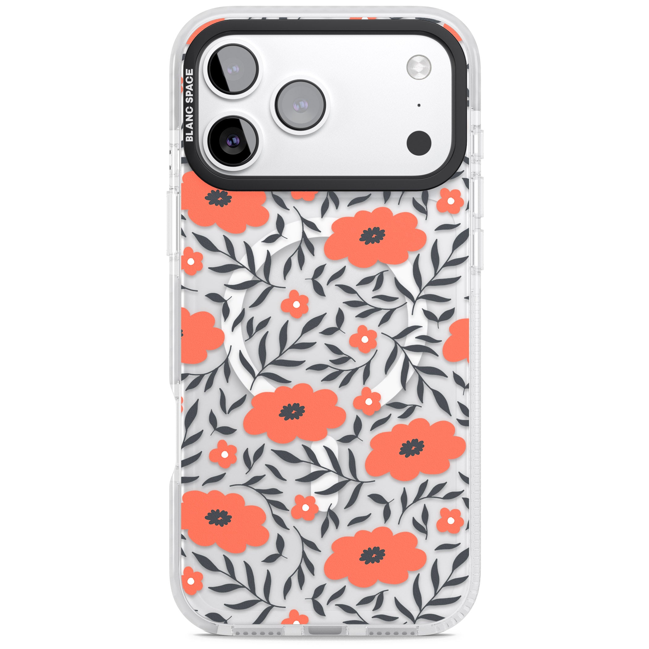 Red Poppy Floral iPhone 17 Pro Impact Pro Clear Phone Case