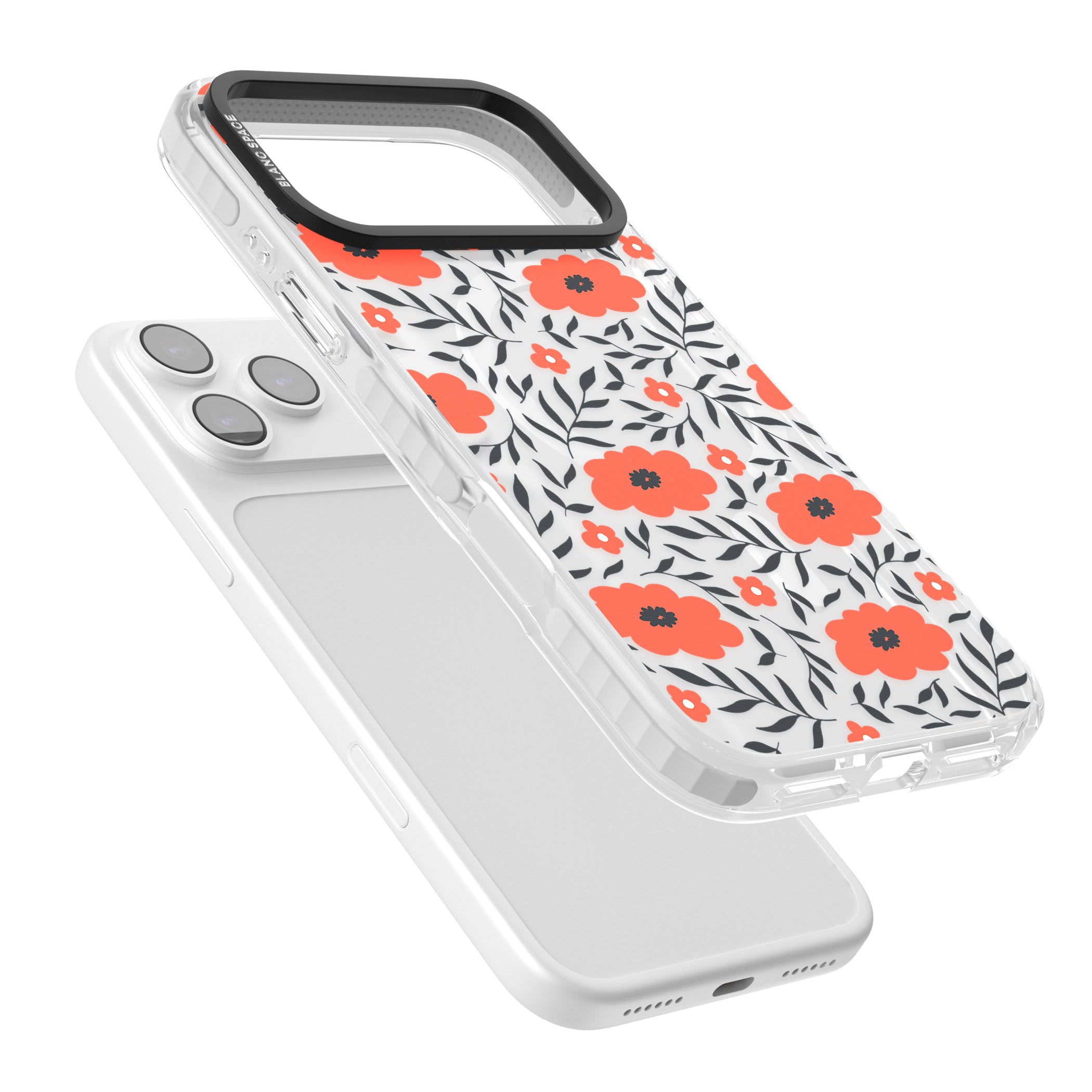 Red Poppy Floral iPhone 17 Pro Impact Pro Clear Phone Case Colours