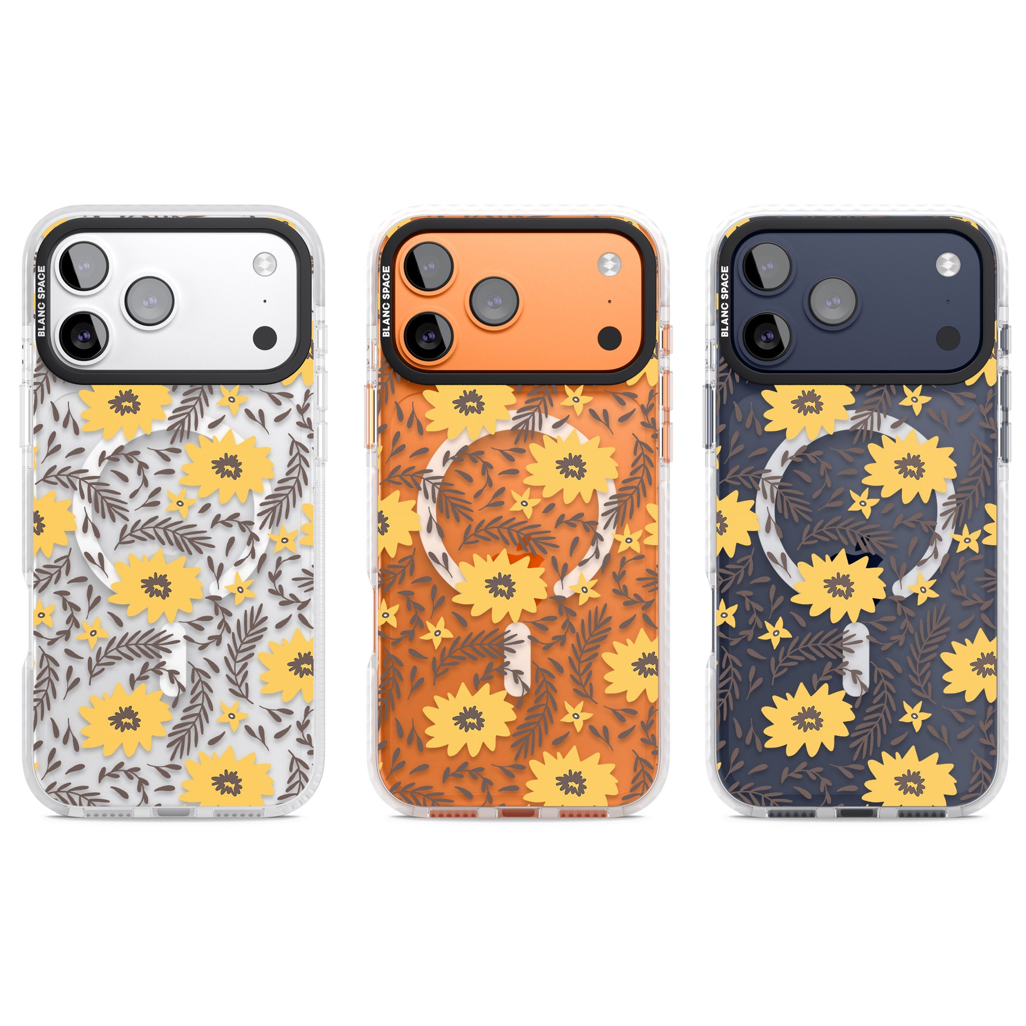 Yellow Blossoms Floral iPhone 17 Pro Impact Pro Clear Phone Case APT Impact Protection