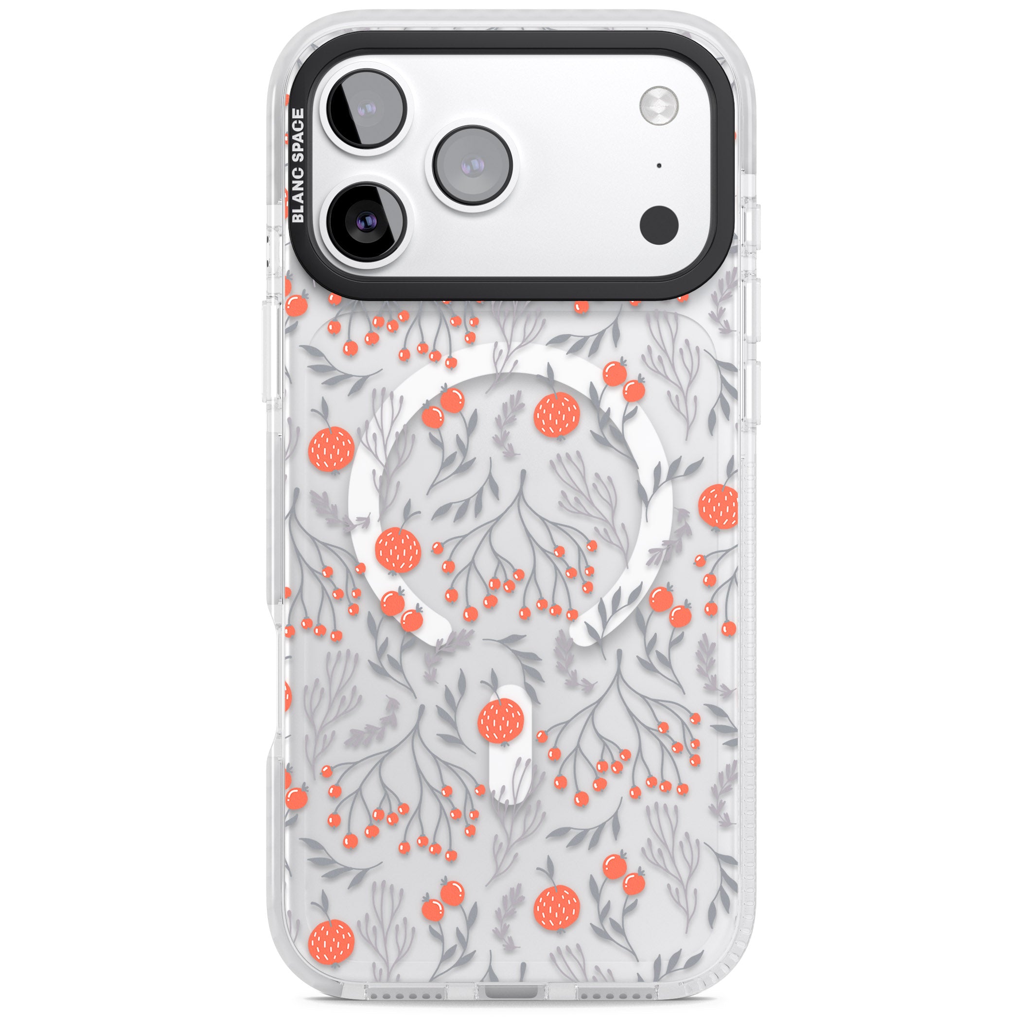 Red Fruits Floral iPhone 17 Pro Impact Pro Clear Phone Case