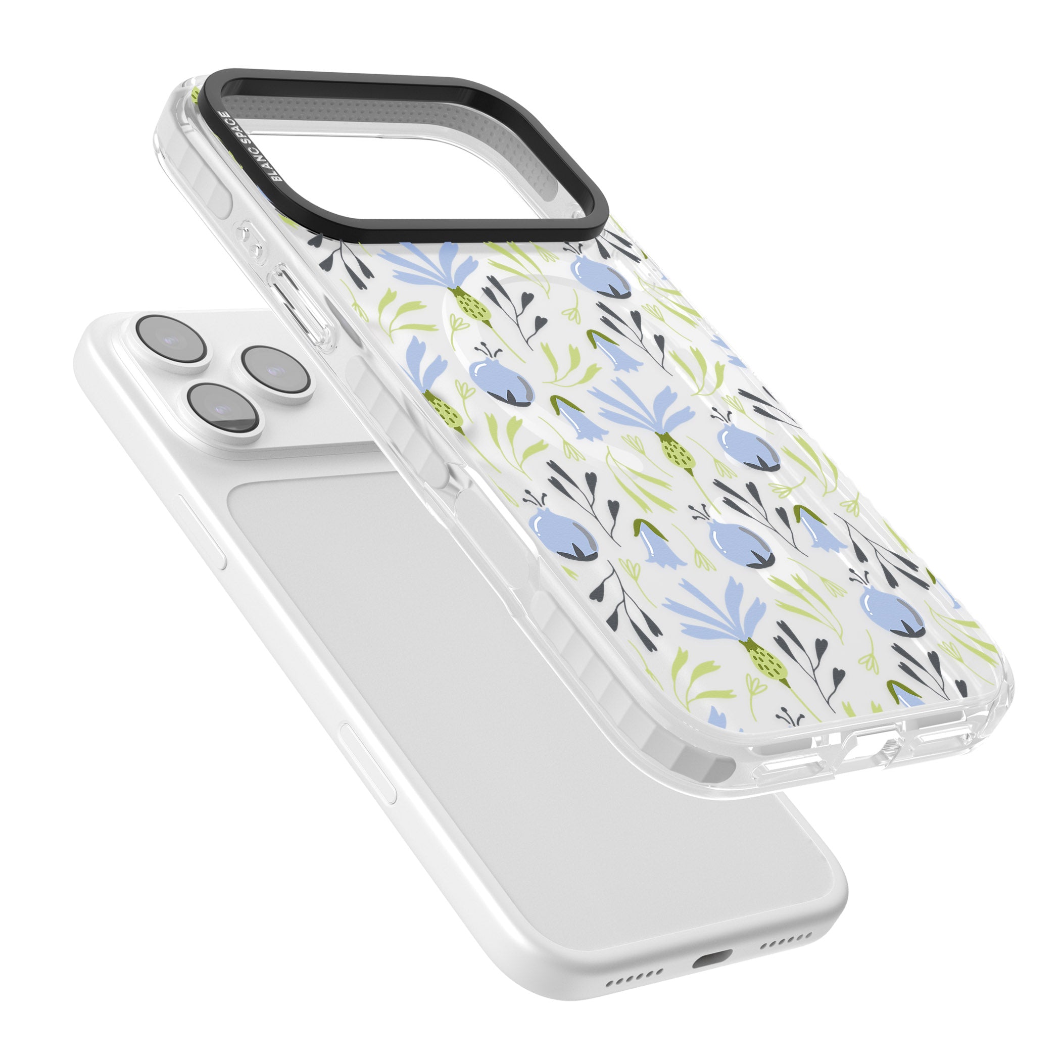 Blue Flora Bloom iPhone 17 Pro Impact Pro Clear Phone Case Colours