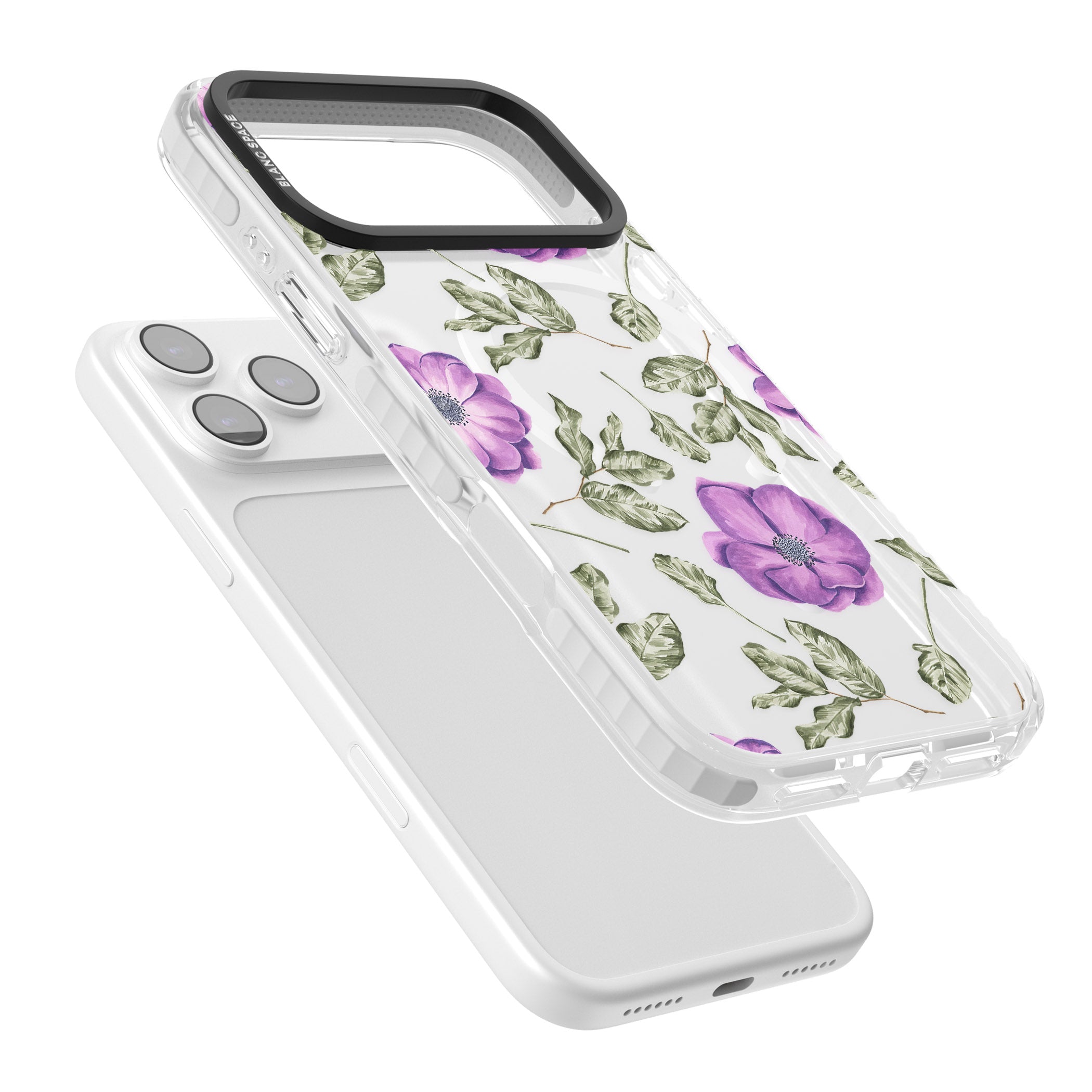 Purple Bloom Floral iPhone 17 Pro Impact Pro Clear Phone Case Colours