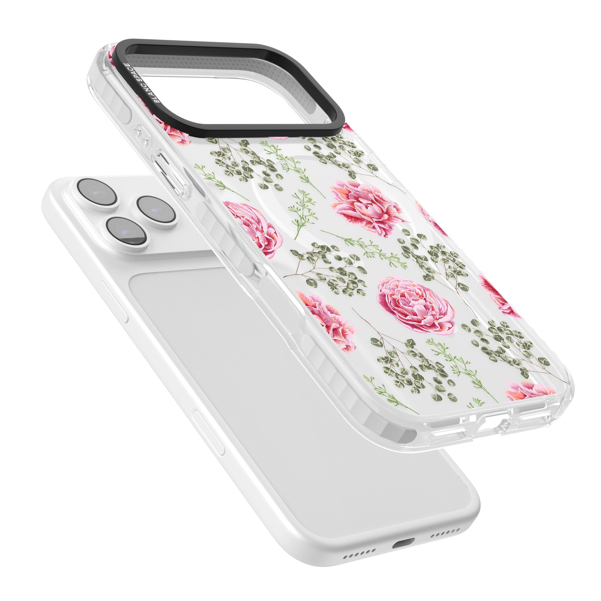 Roses & Eucalyptus Floral iPhone 17 Pro Impact Pro Clear Phone Case Colours