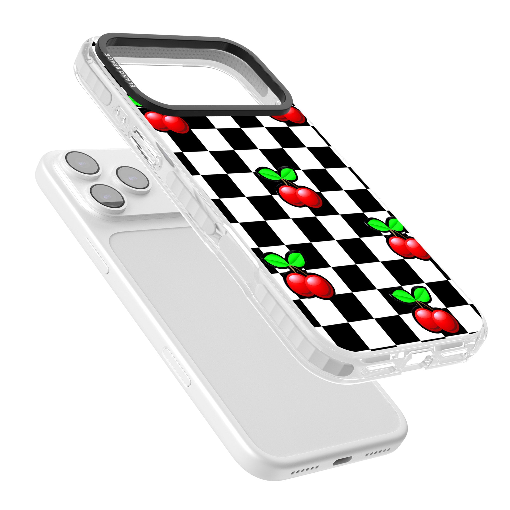 Checkered Cherry iPhone 17 Pro Impact Pro Clear Phone Case Colours