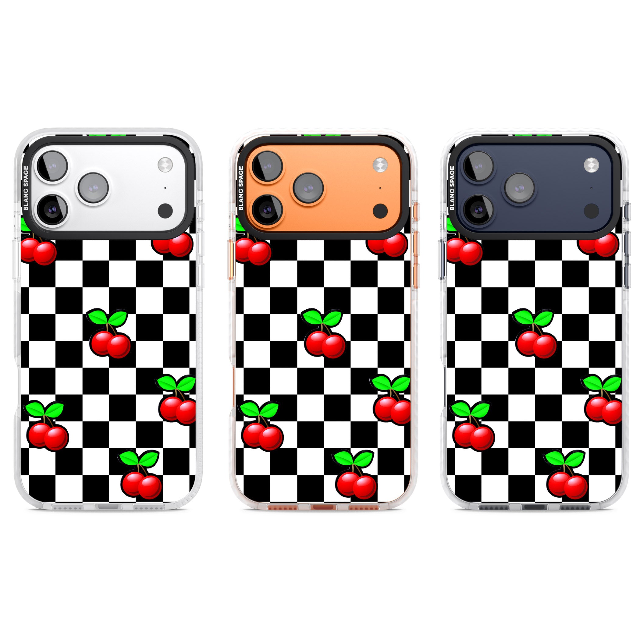 Checkered Cherry iPhone 17 Pro Impact Pro Clear Phone Case APT Impact Protection