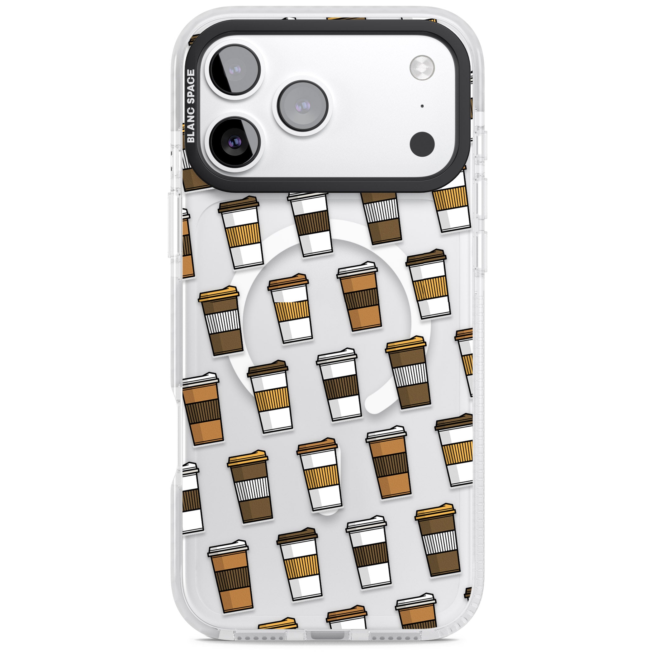 Coffee Cup Pattern iPhone 17 Pro Impact Pro Clear Phone Case
