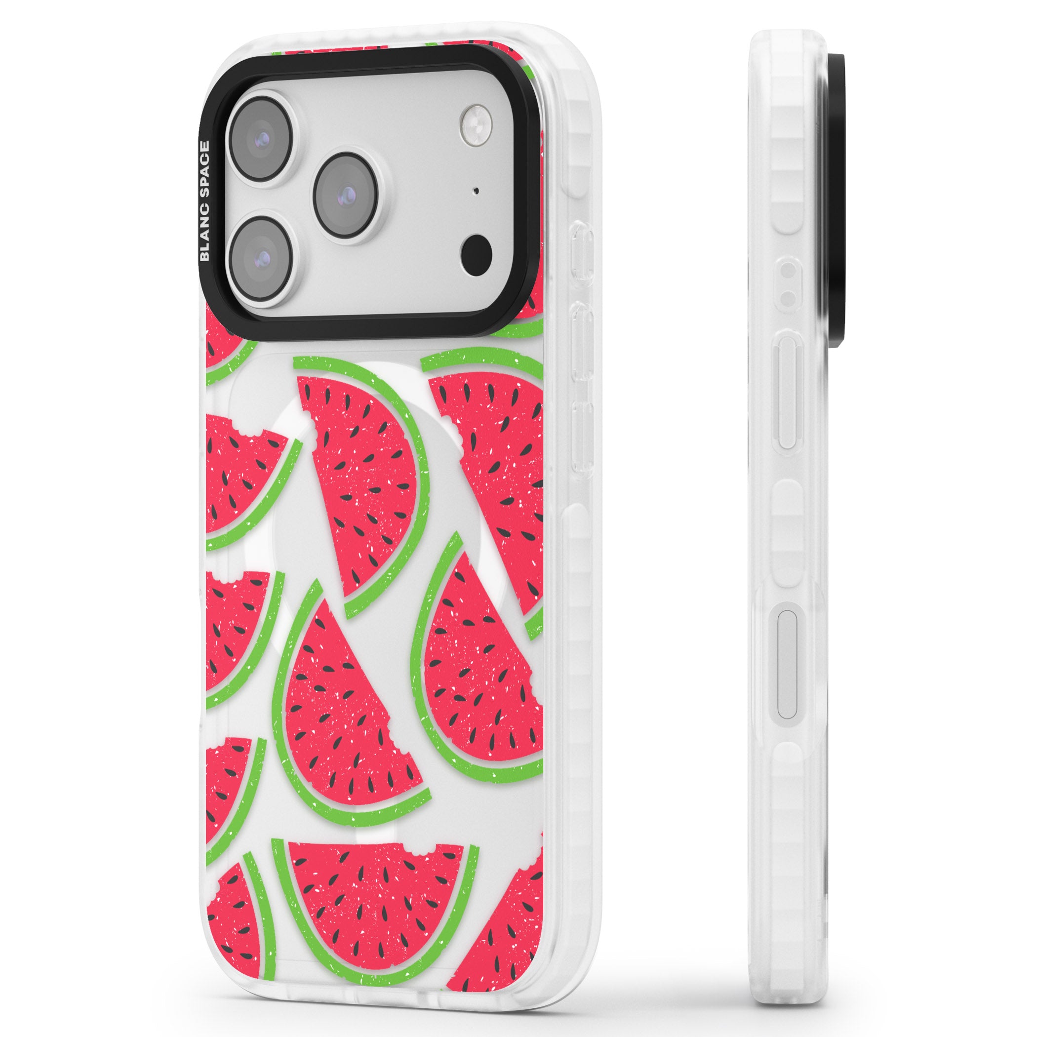 Watermelon Pattern iPhone 17 Pro Impact Pro Clear Phone Case Side Profile