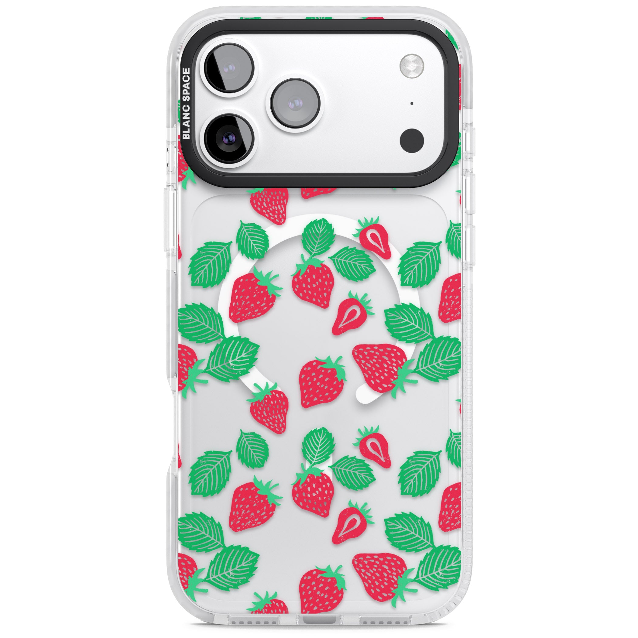 Strawberry Delight iPhone 17 Pro Impact Pro Clear Phone Case