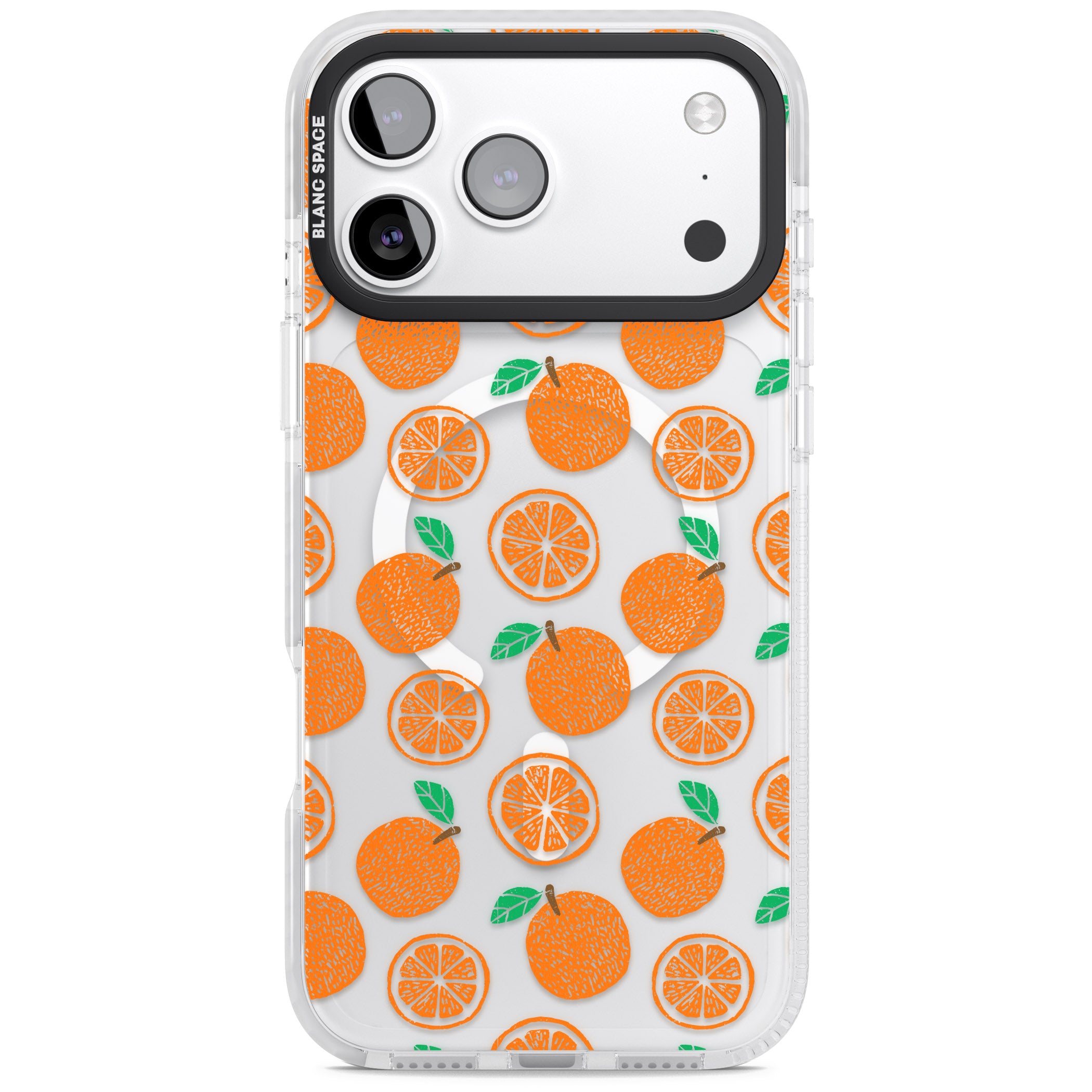 Orange Pattern iPhone 17 Pro Impact Pro Clear Phone Case