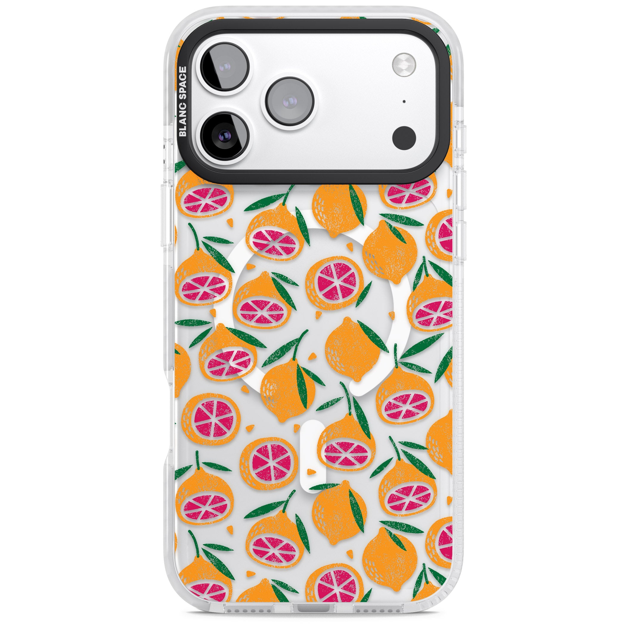 Blood Orange Fruit Pattern Transparent iPhone 17 Pro Impact Pro Clear Phone Case