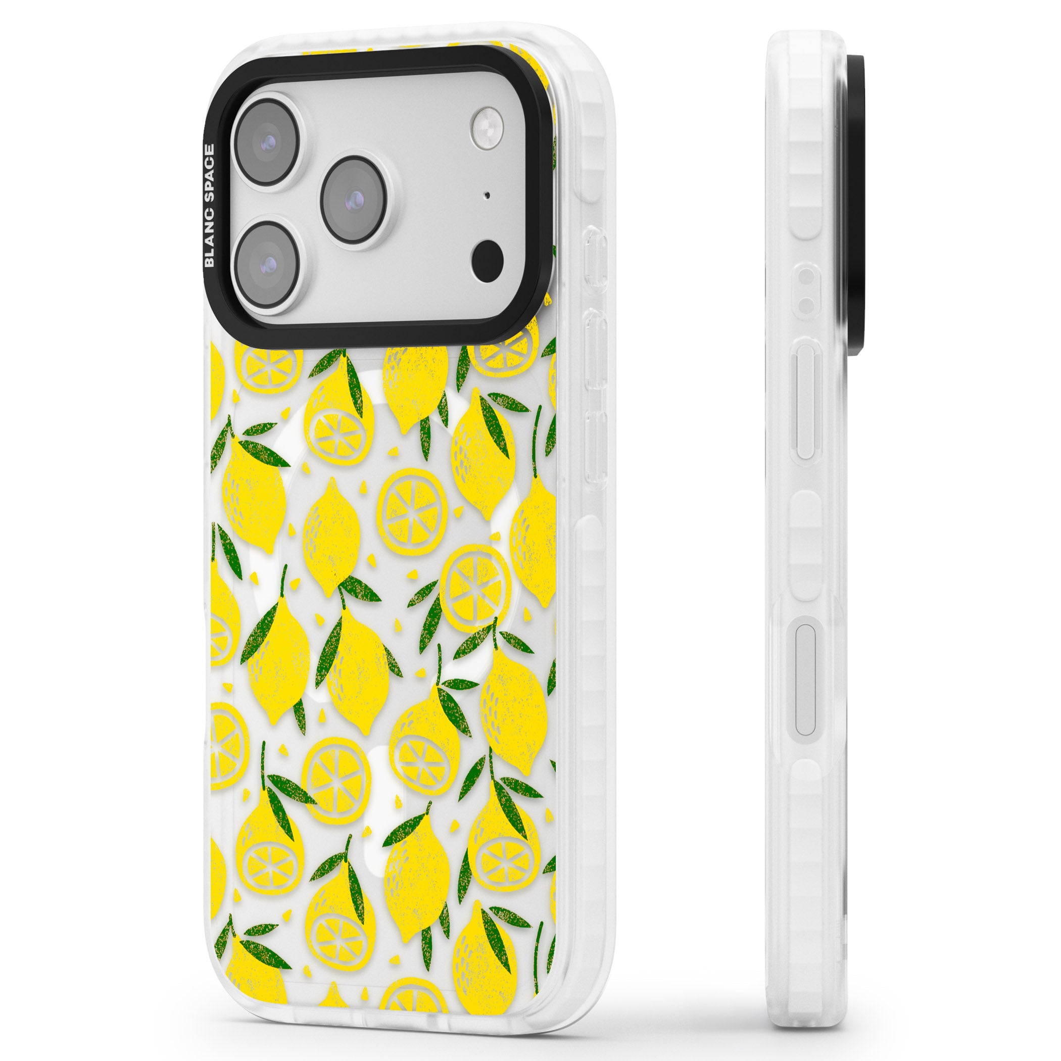 Lemon Delight iPhone 17 Pro Impact Pro Clear Phone Case Side Profile