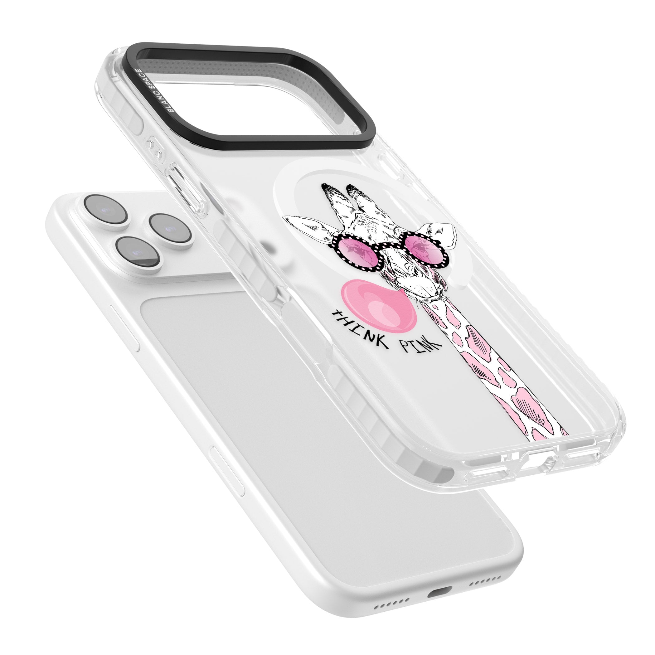 Think Pink Giraffe iPhone 17 Pro Impact Pro Clear Phone Case Colours