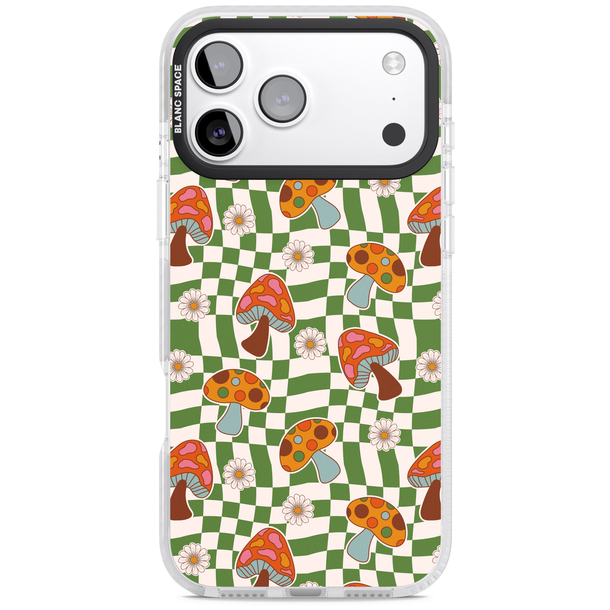 Wavy Checked Shroom & Bloom iPhone 17 Pro Impact Pro Clear Phone Case