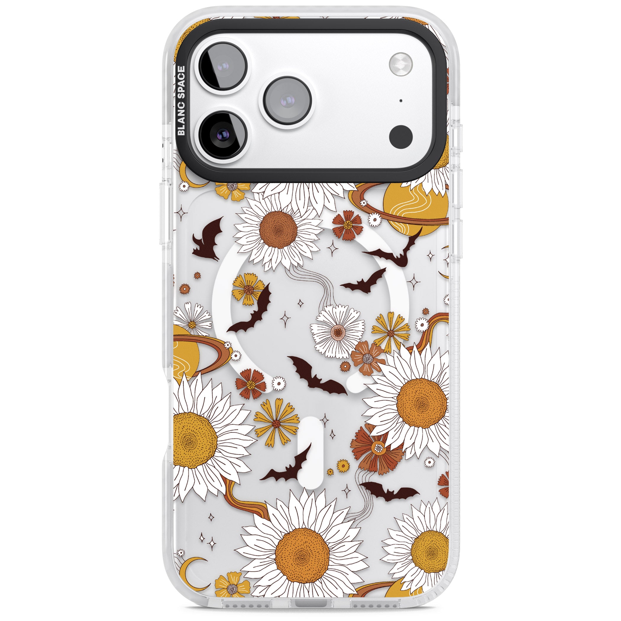 Halloween Bats And Planets iPhone 17 Pro Impact Pro Clear Phone Case