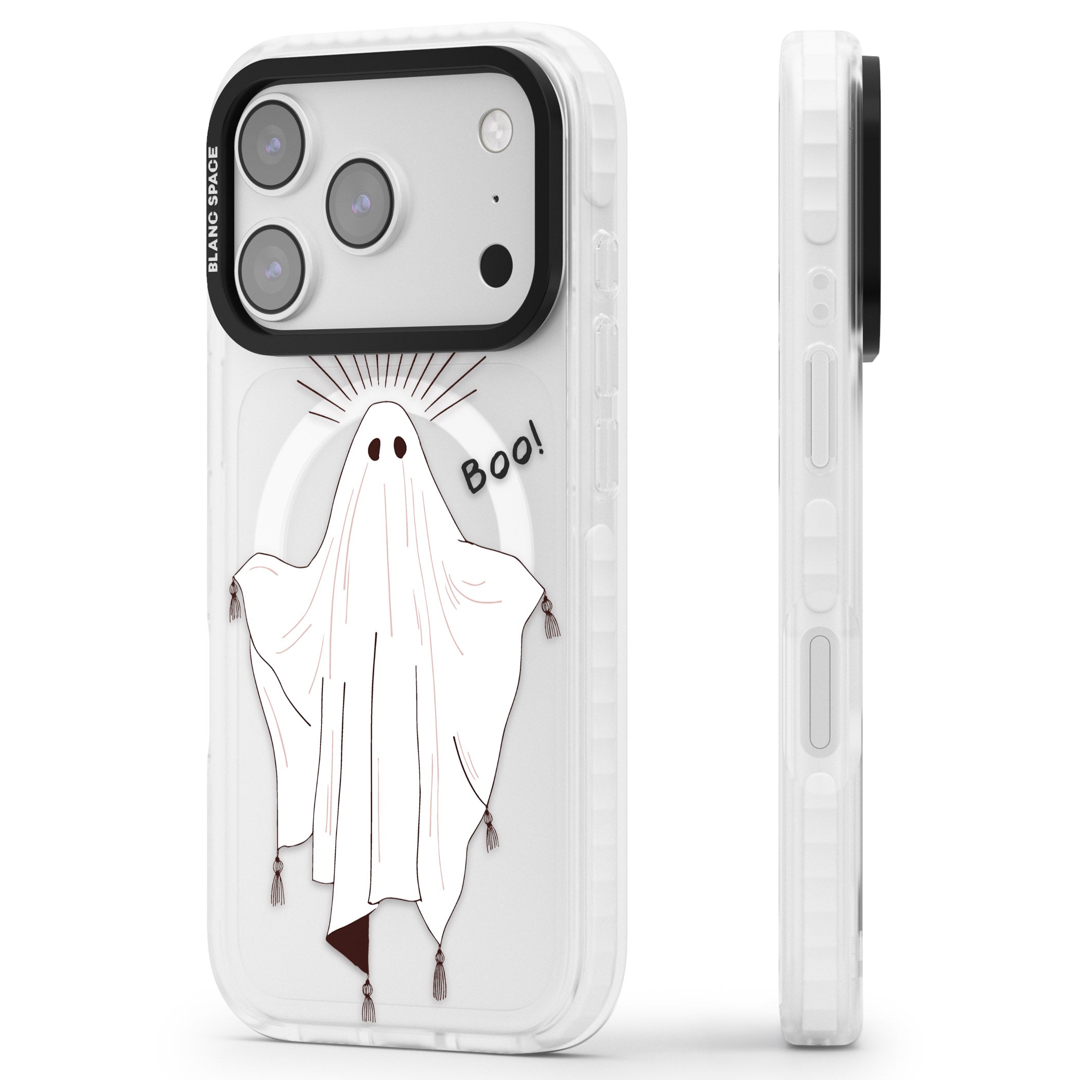 Boo! iPhone 17 Pro Impact Pro Clear Phone Case Side Profile