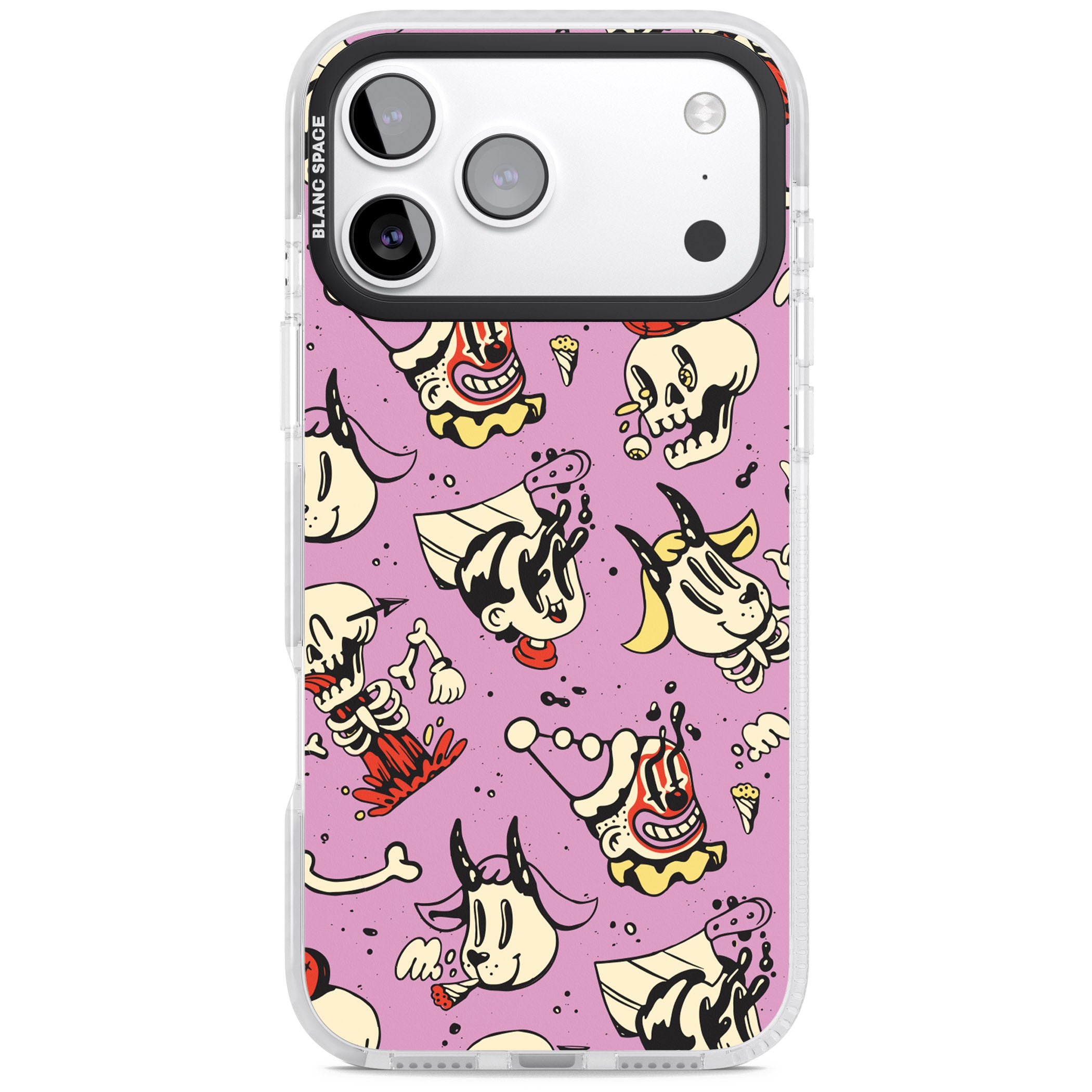 Purple Retro Halloween Pattern iPhone 17 Pro Impact Pro Clear Phone Case