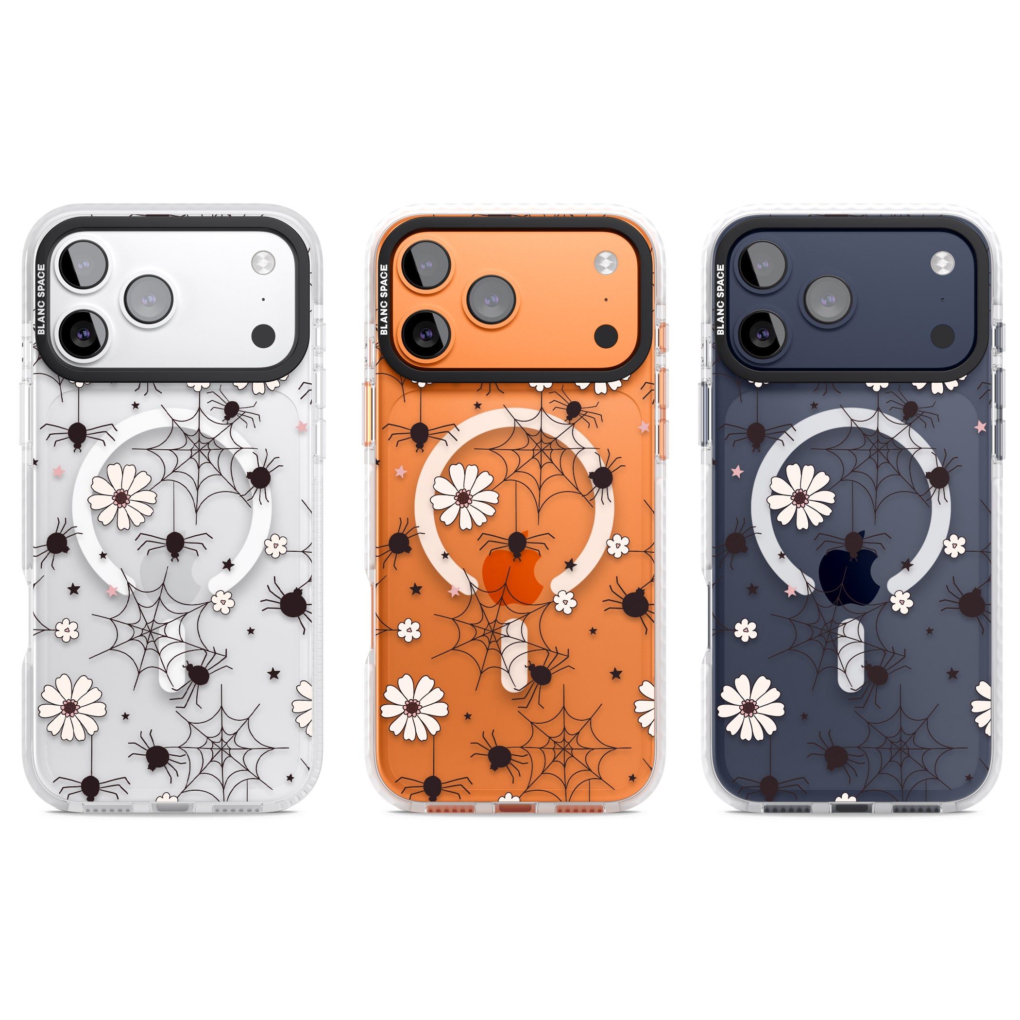 Spiders And Flowers Pattern iPhone 17 Pro Impact Pro Clear Phone Case APT Impact Protection