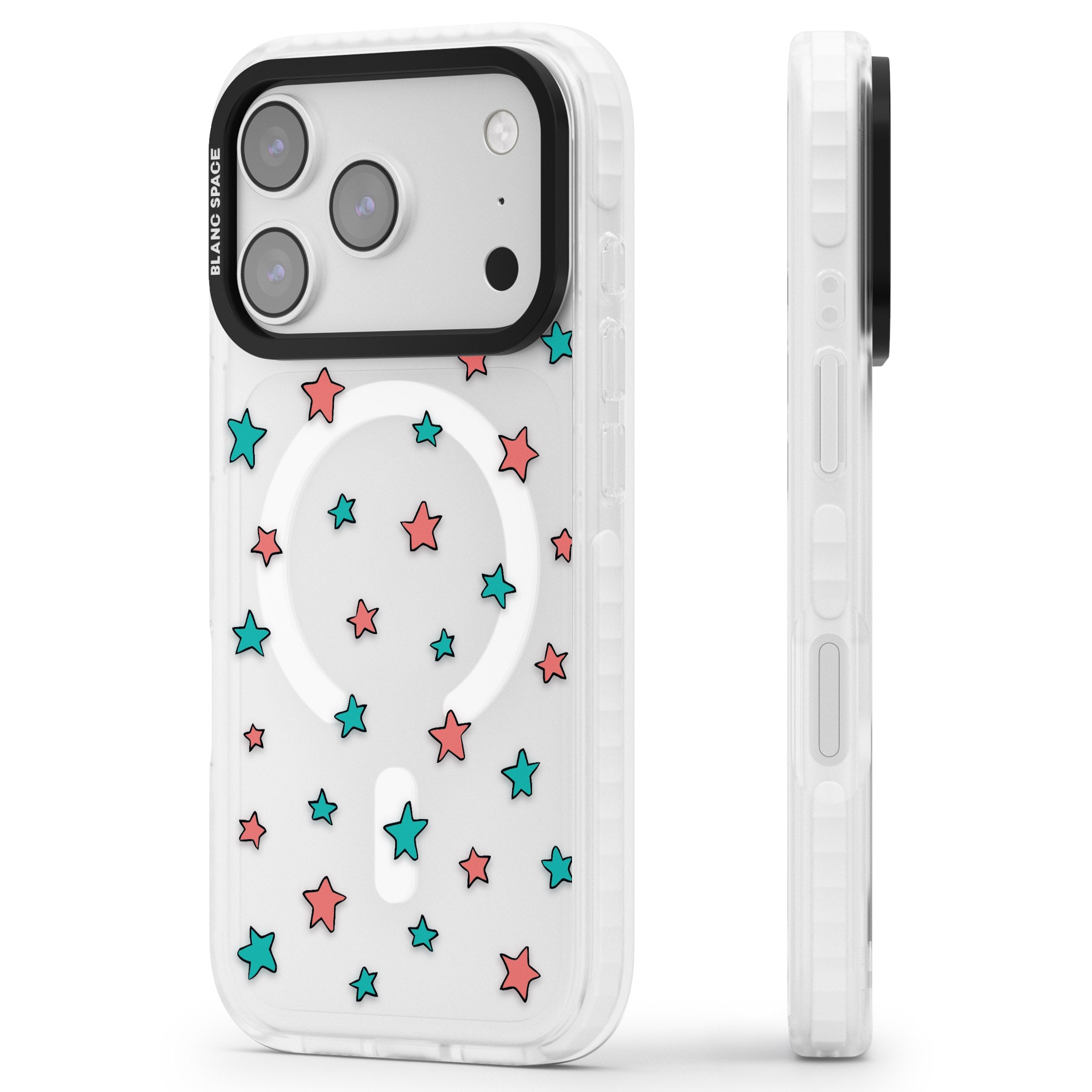 Heartstopper Stars Pattern iPhone 17 Pro Impact Pro Clear Phone Case Side Profile