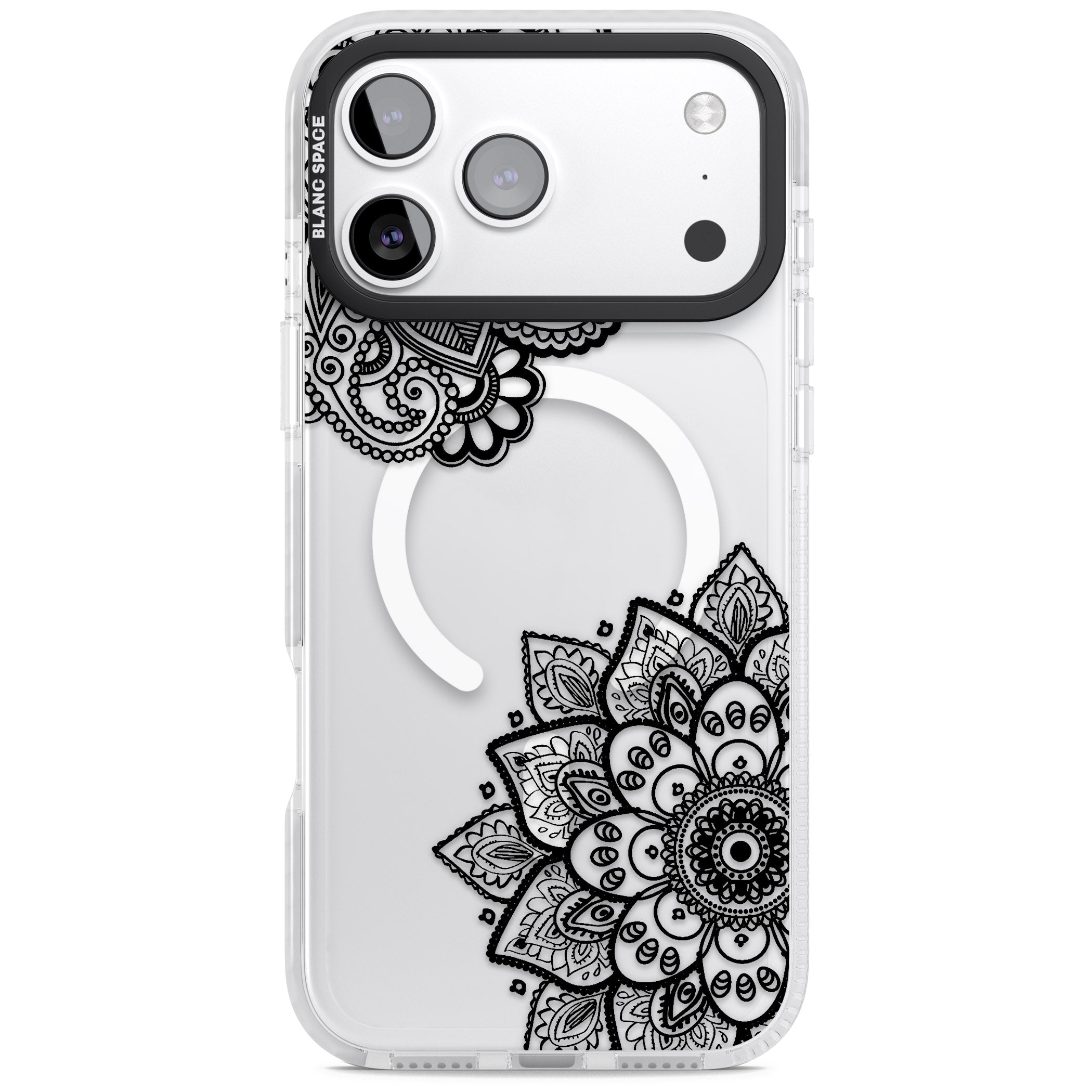 Black Henna Florals iPhone 17 Pro Impact Pro Clear Phone Case