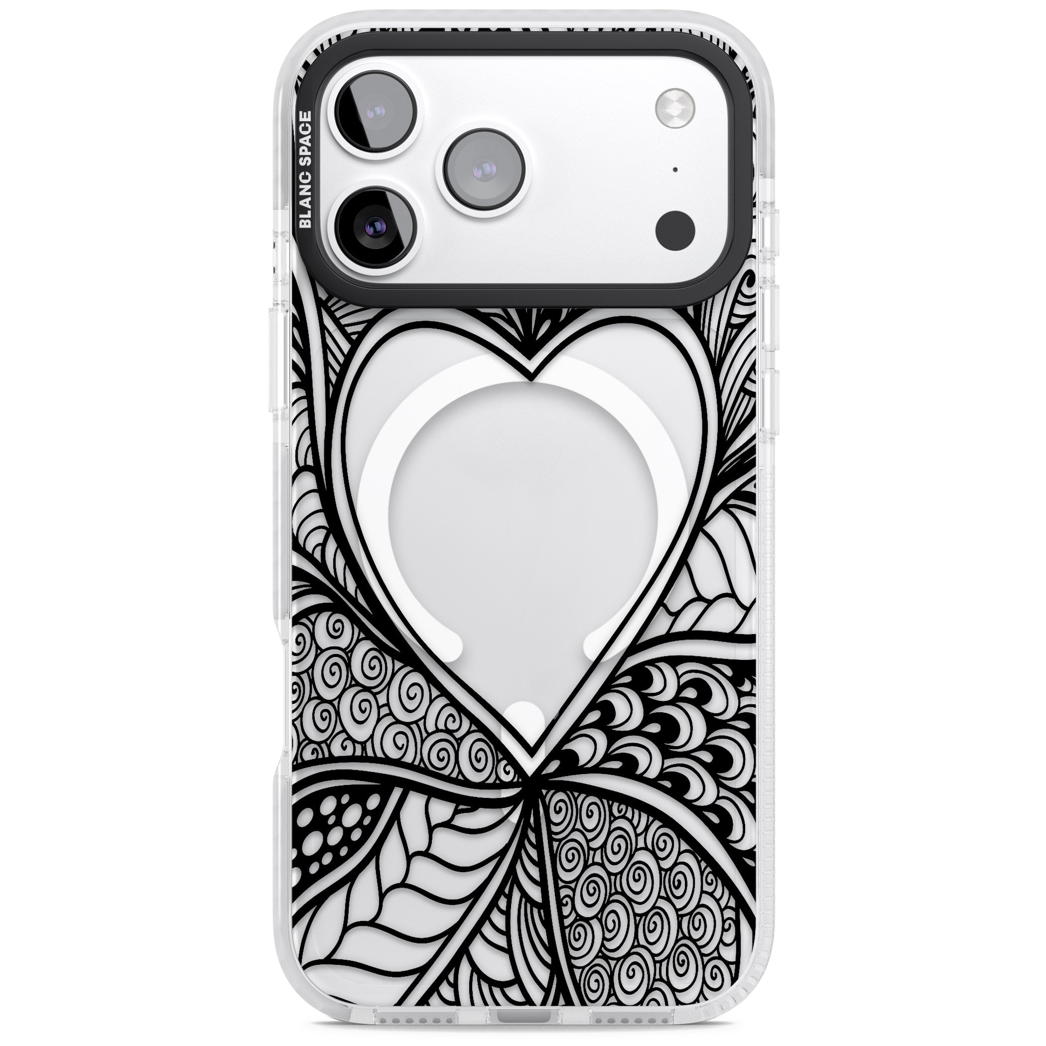 Black Henna Heart iPhone 17 Pro Impact Pro Clear Phone Case