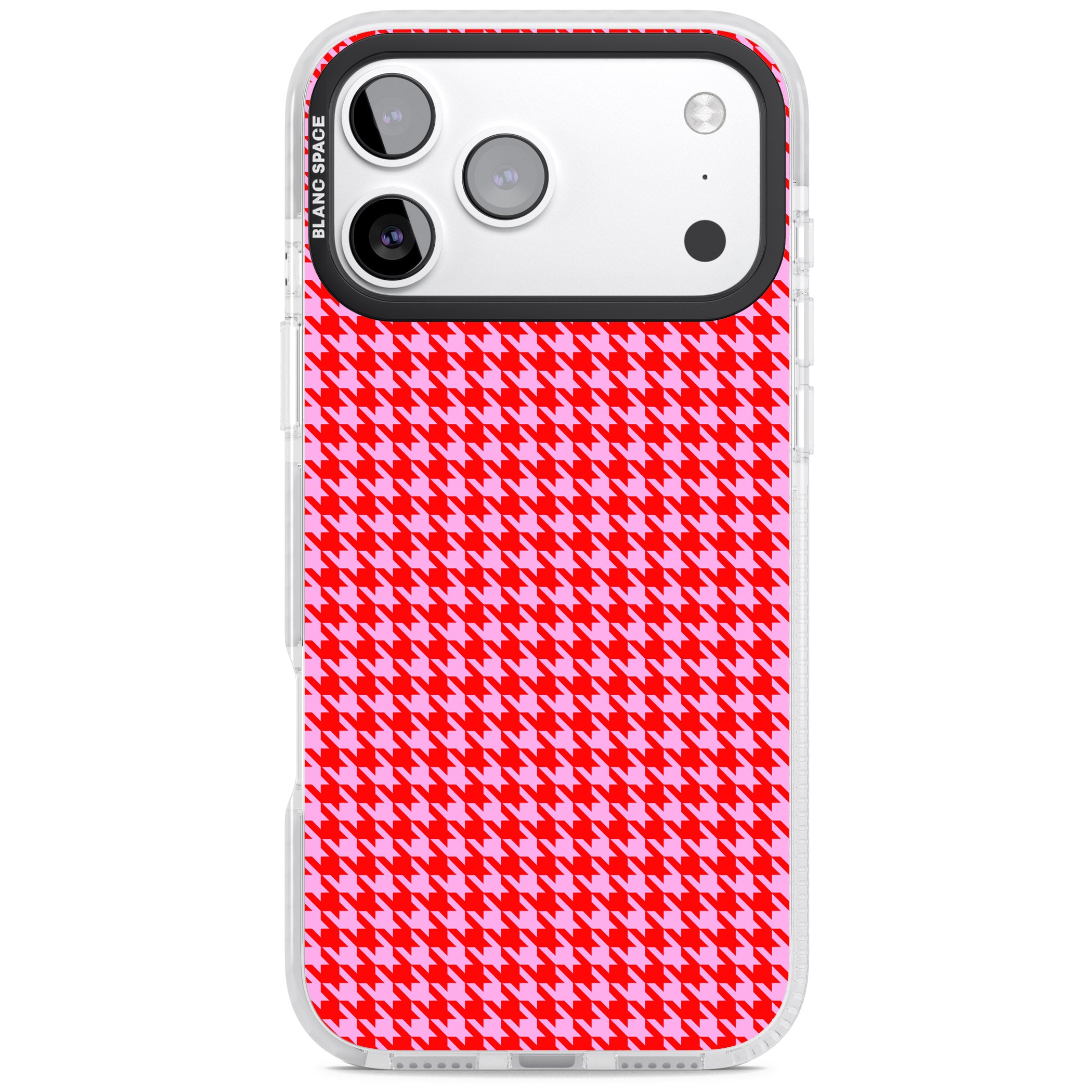 Neon Pink & Red Houndstooth iPhone 17 Pro Impact Pro Clear Phone Case