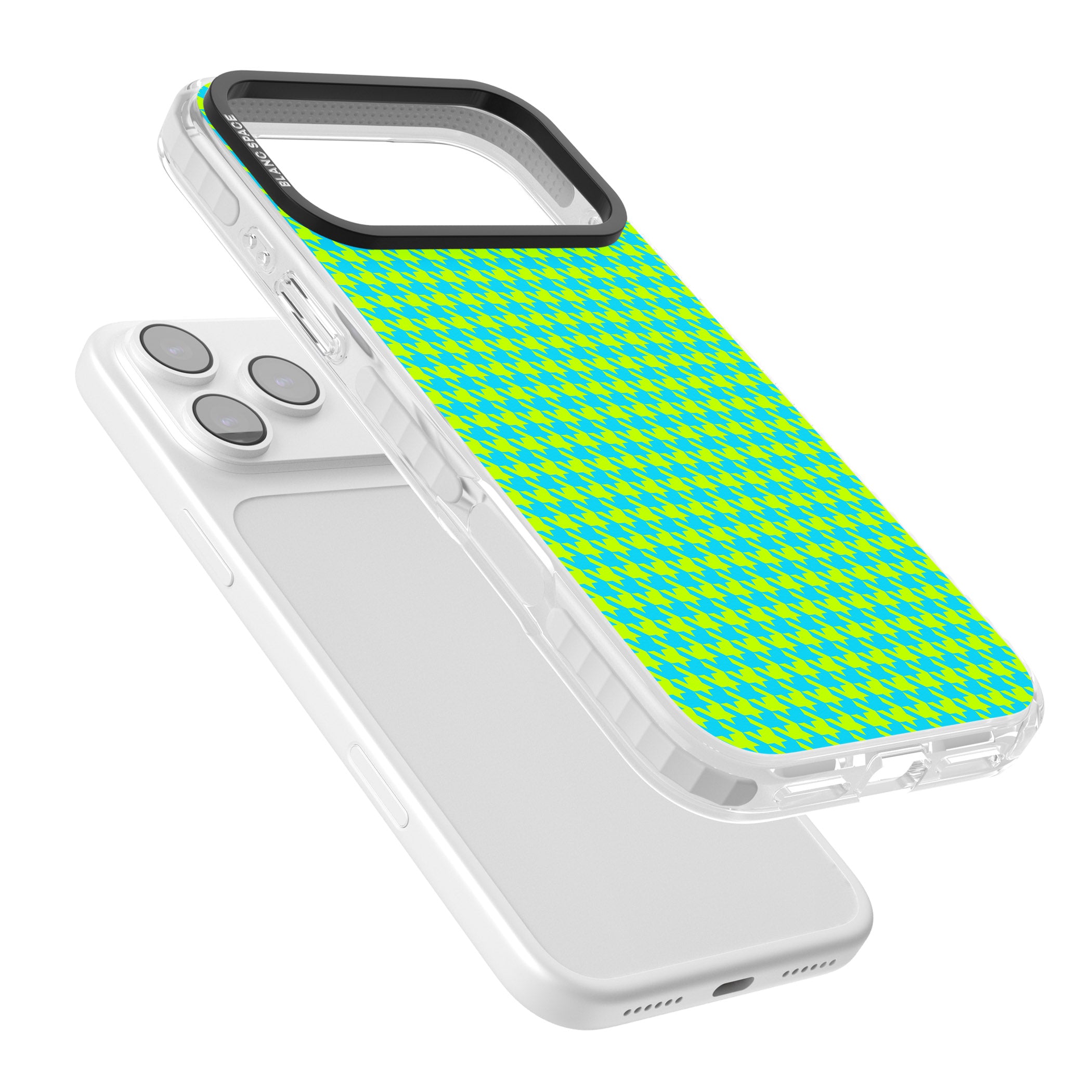 Neon Lime & Turquoise Houndstooth iPhone 17 Pro Impact Pro Clear Phone Case Colours
