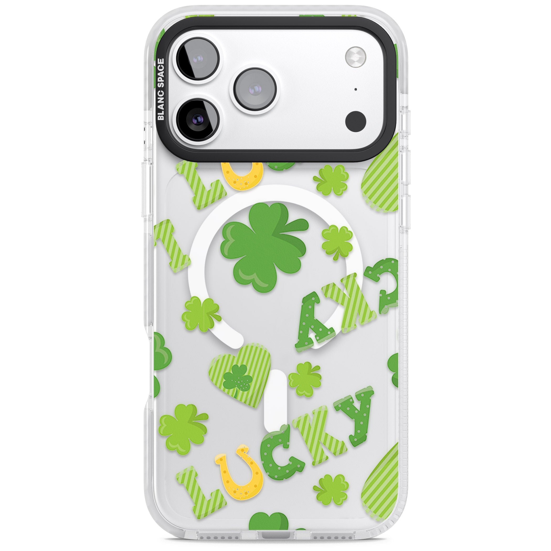 Lucky Irish Clover iPhone 17 Pro Impact Pro Clear Phone Case
