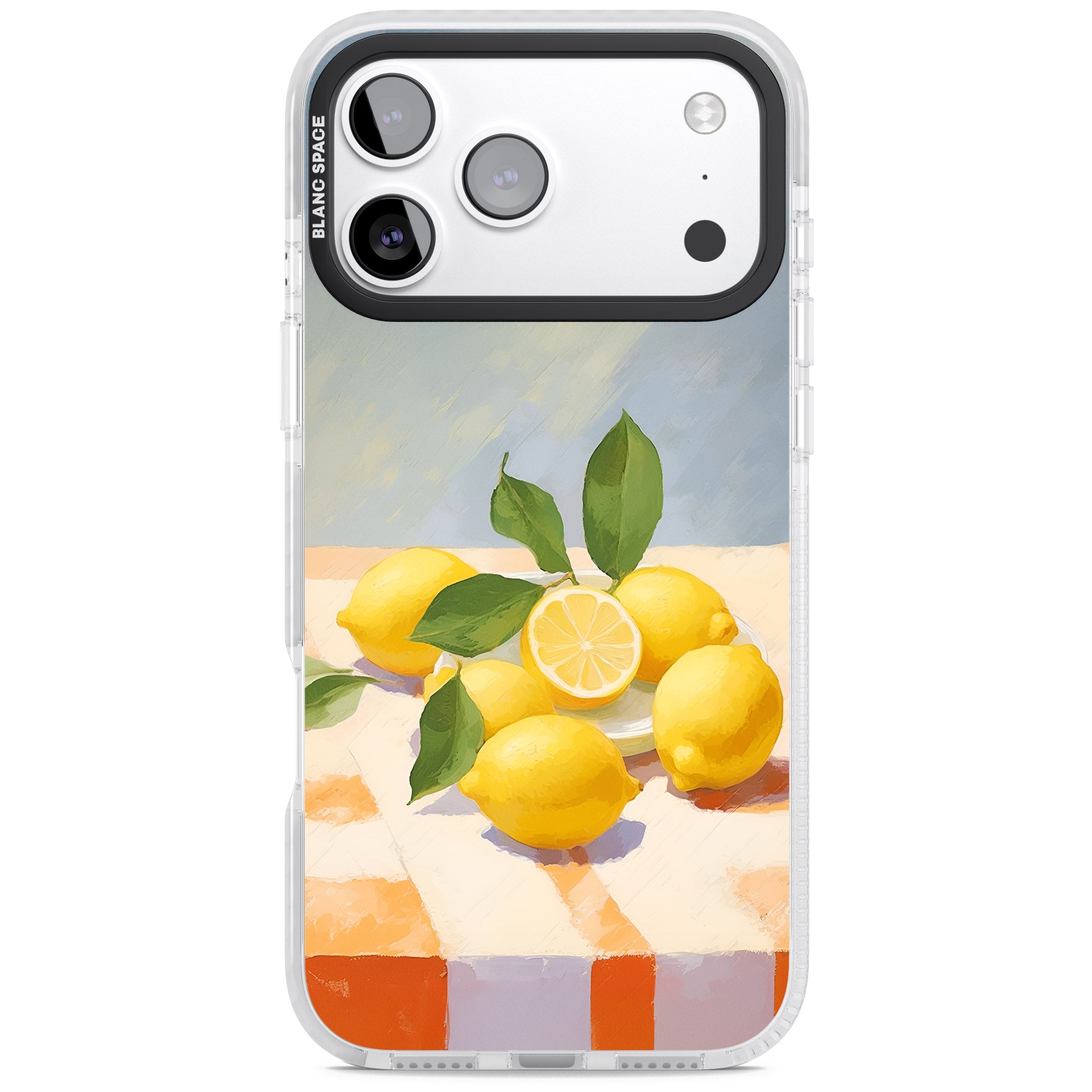 Lemons on Checkered Cloth iPhone 17 Pro Impact Pro Clear Phone Case