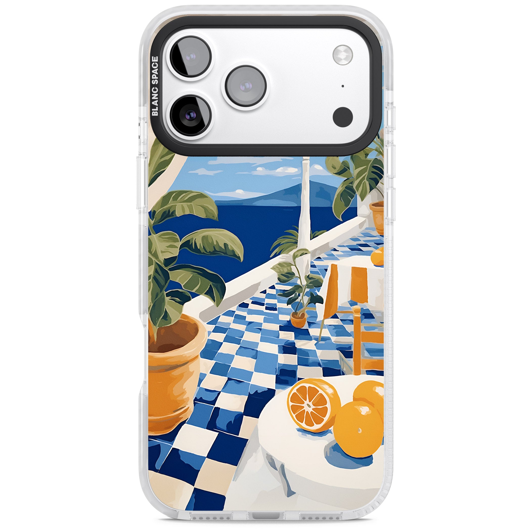 Greek Balcony iPhone 17 Pro Impact Pro Clear Phone Case