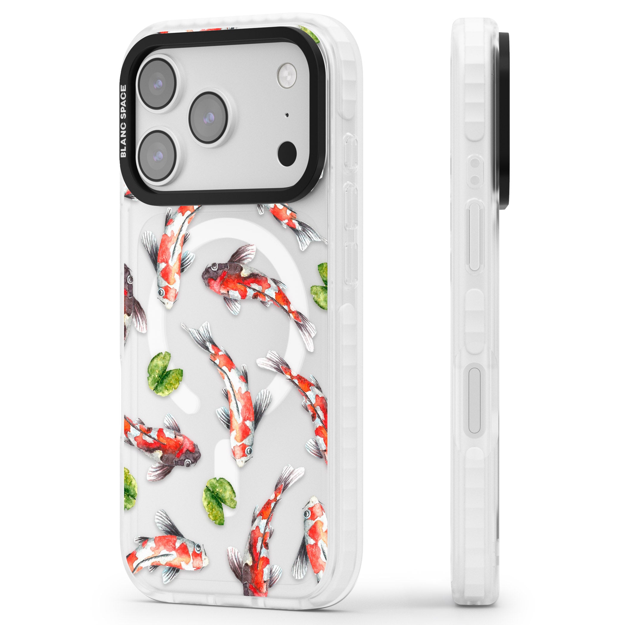 Koi Fish Watercolour iPhone 17 Pro Impact Pro Clear Phone Case Side Profile