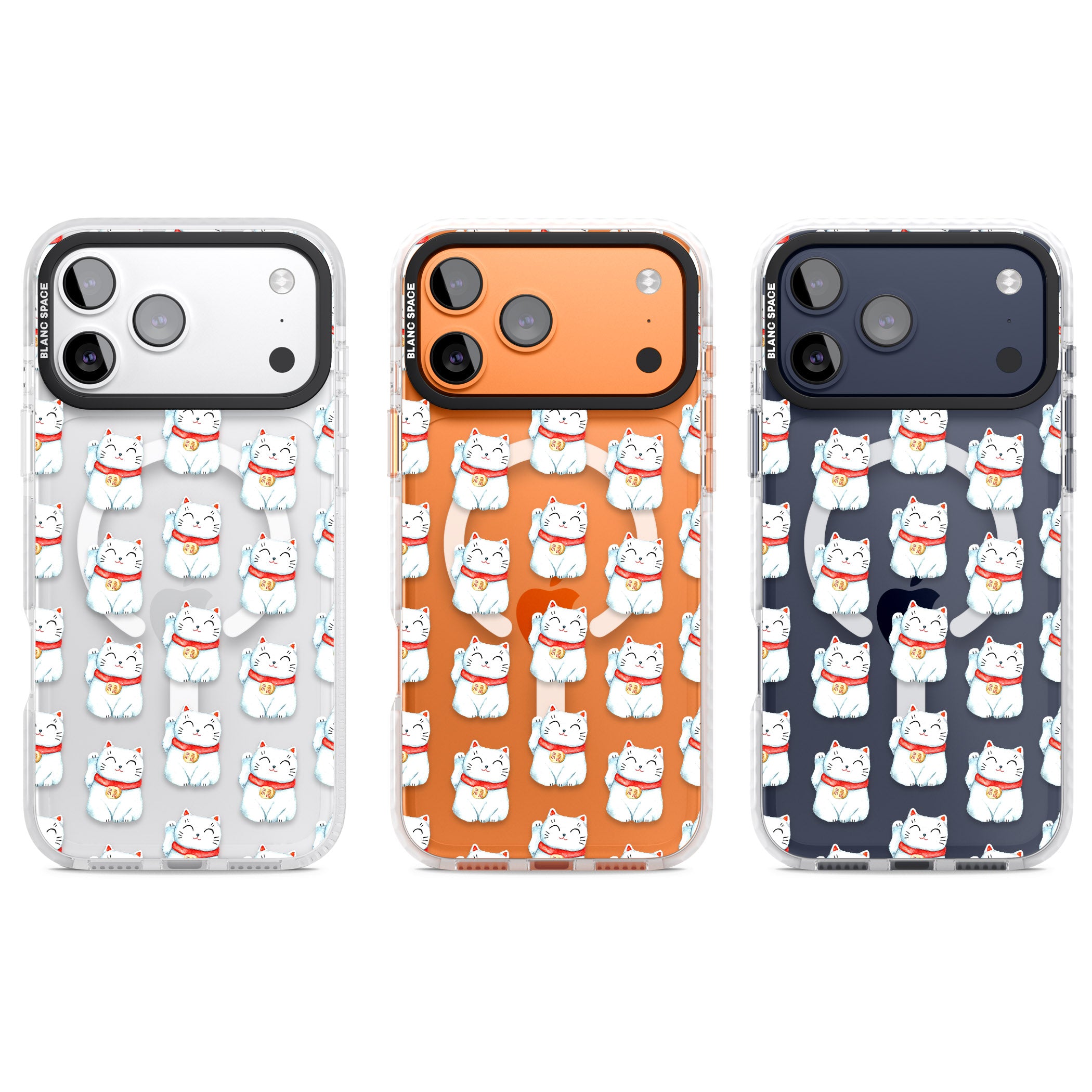 Lucky Cat Pattern iPhone 17 Pro Impact Pro Clear Phone Case APT Impact Protection