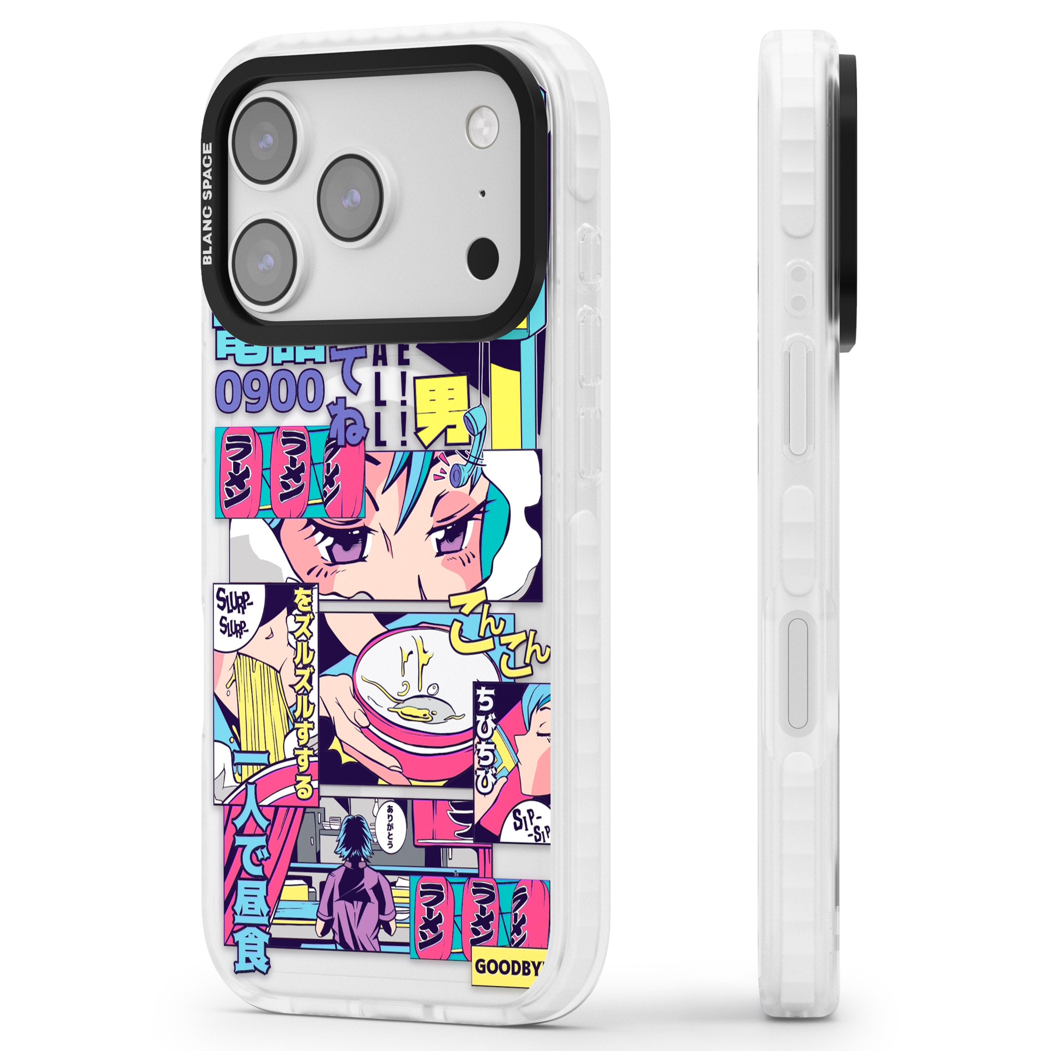 Vibrant Anime Comic iPhone 17 Pro Impact Pro Clear Phone Case Side Profile