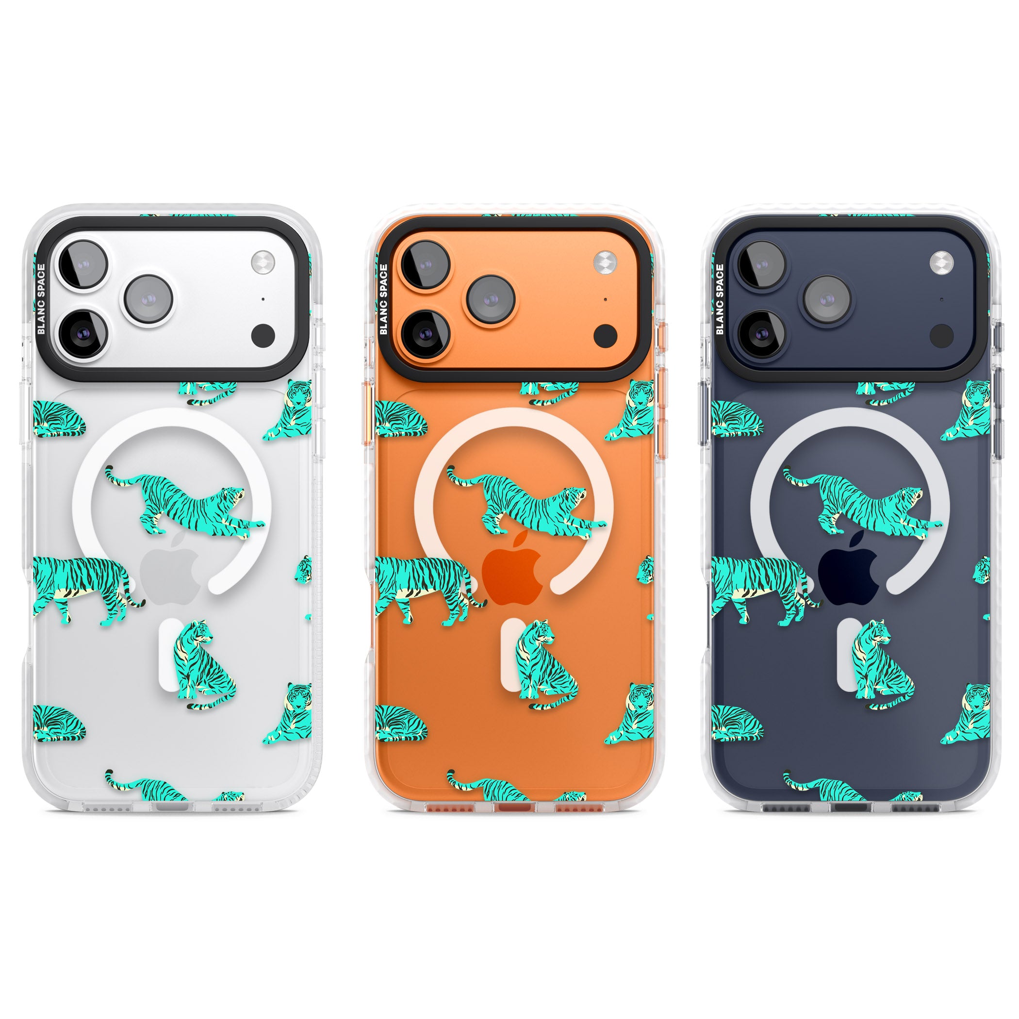 Turquoise Tiger iPhone 17 Pro Impact Pro Clear Phone Case APT Impact Protection