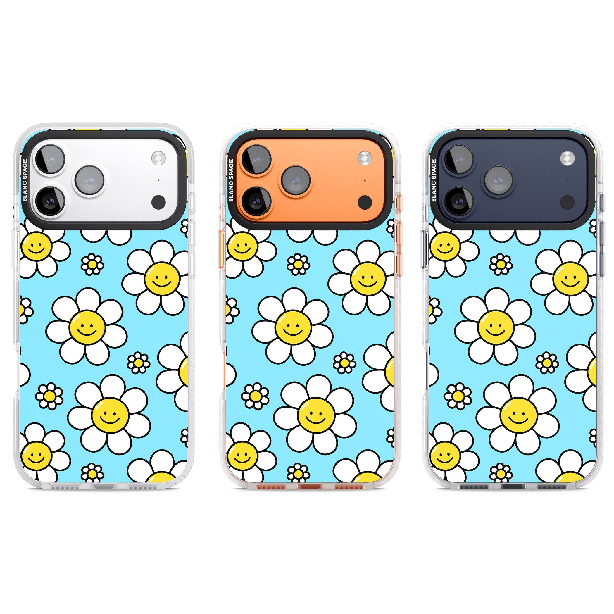 Daisy Faces Kawaii Pattern iPhone 17 Pro Impact Pro Clear Phone Case APT Impact Protection
