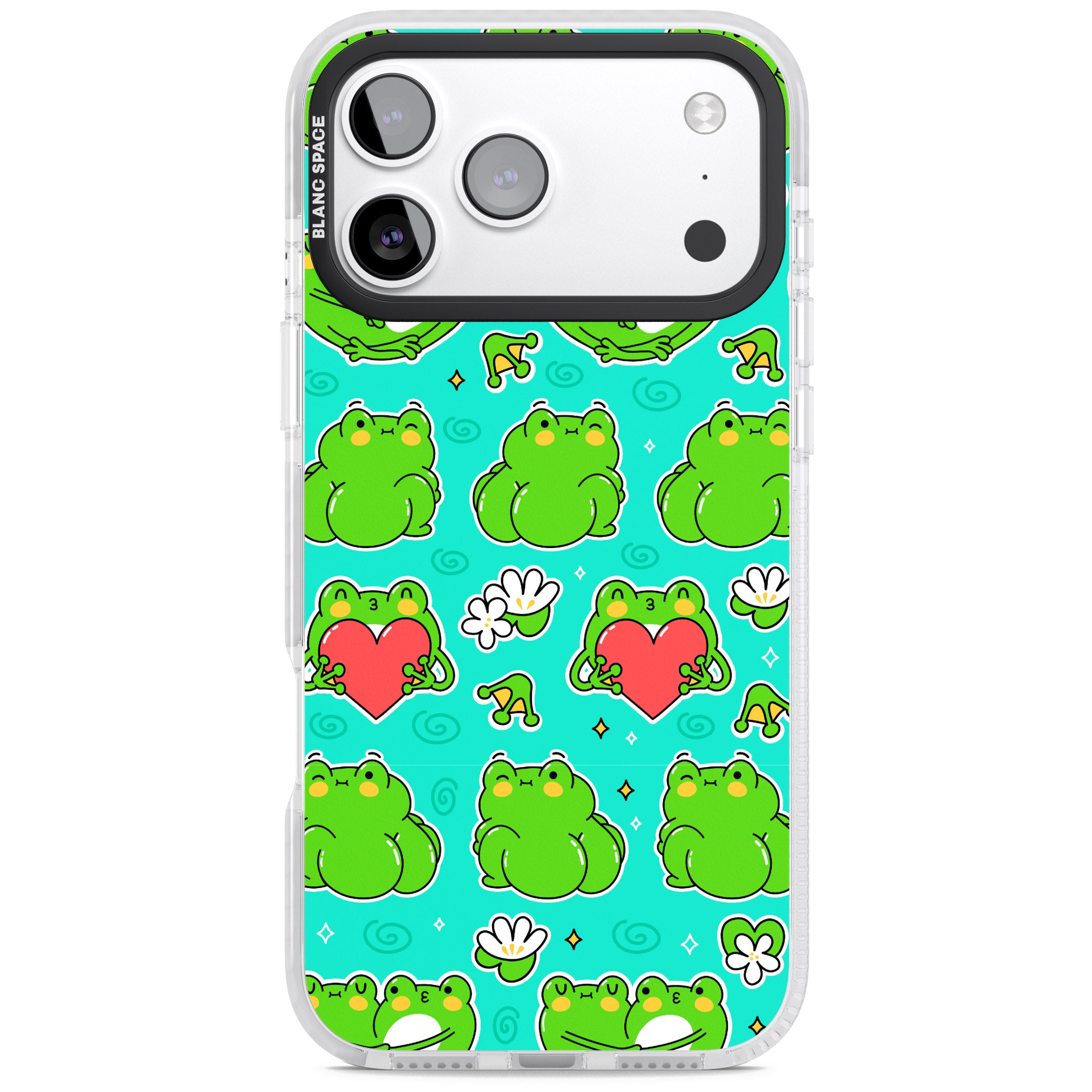 Frog Booty Kawaii Pattern iPhone 17 Pro Impact Pro Clear Phone Case