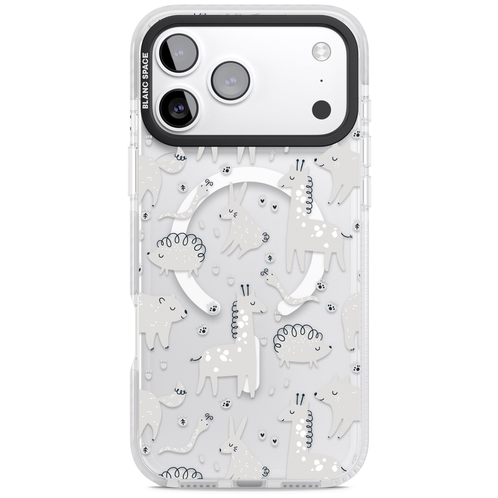Monochrome Animal Party iPhone 17 Pro Impact Pro Clear Phone Case