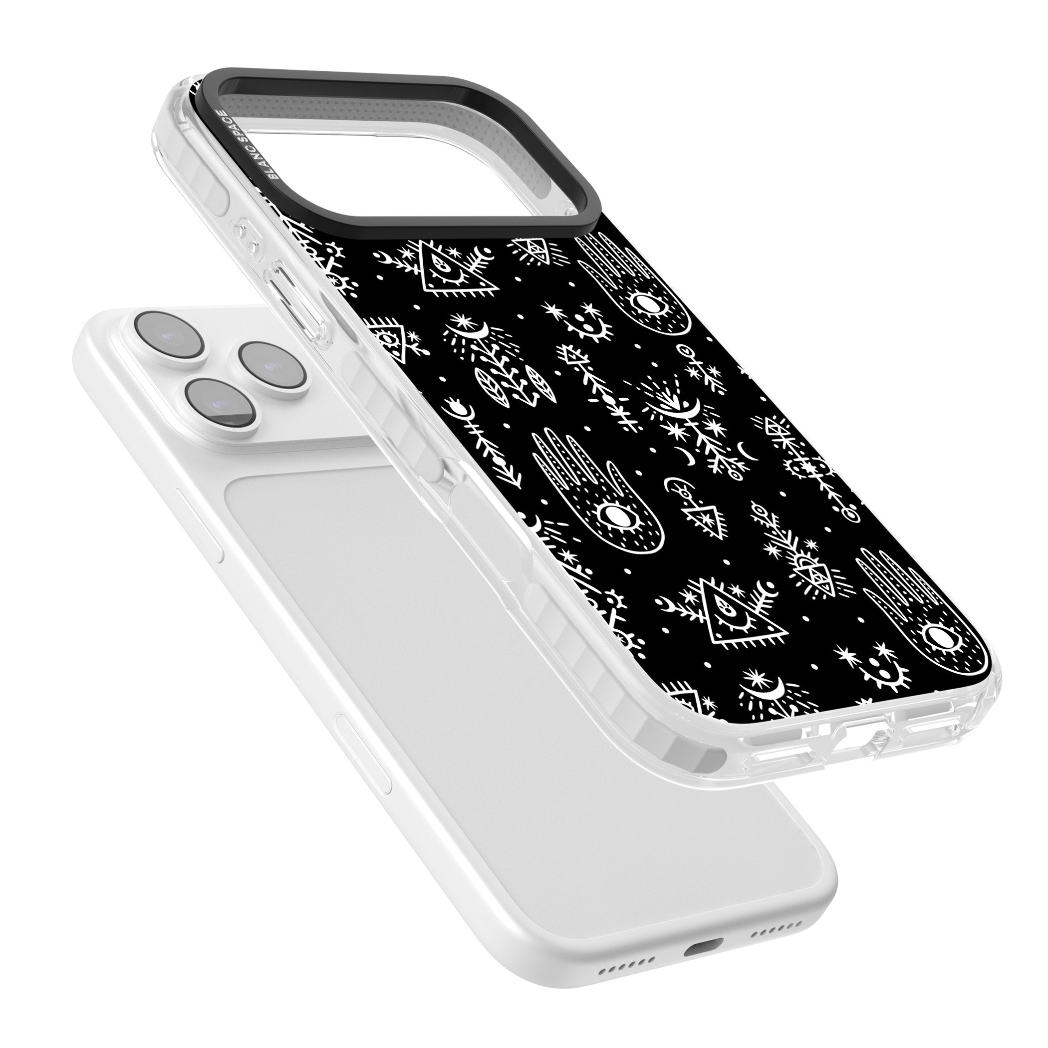 Tribal Symbols Black iPhone 17 Pro Impact Pro Clear Phone Case Colours